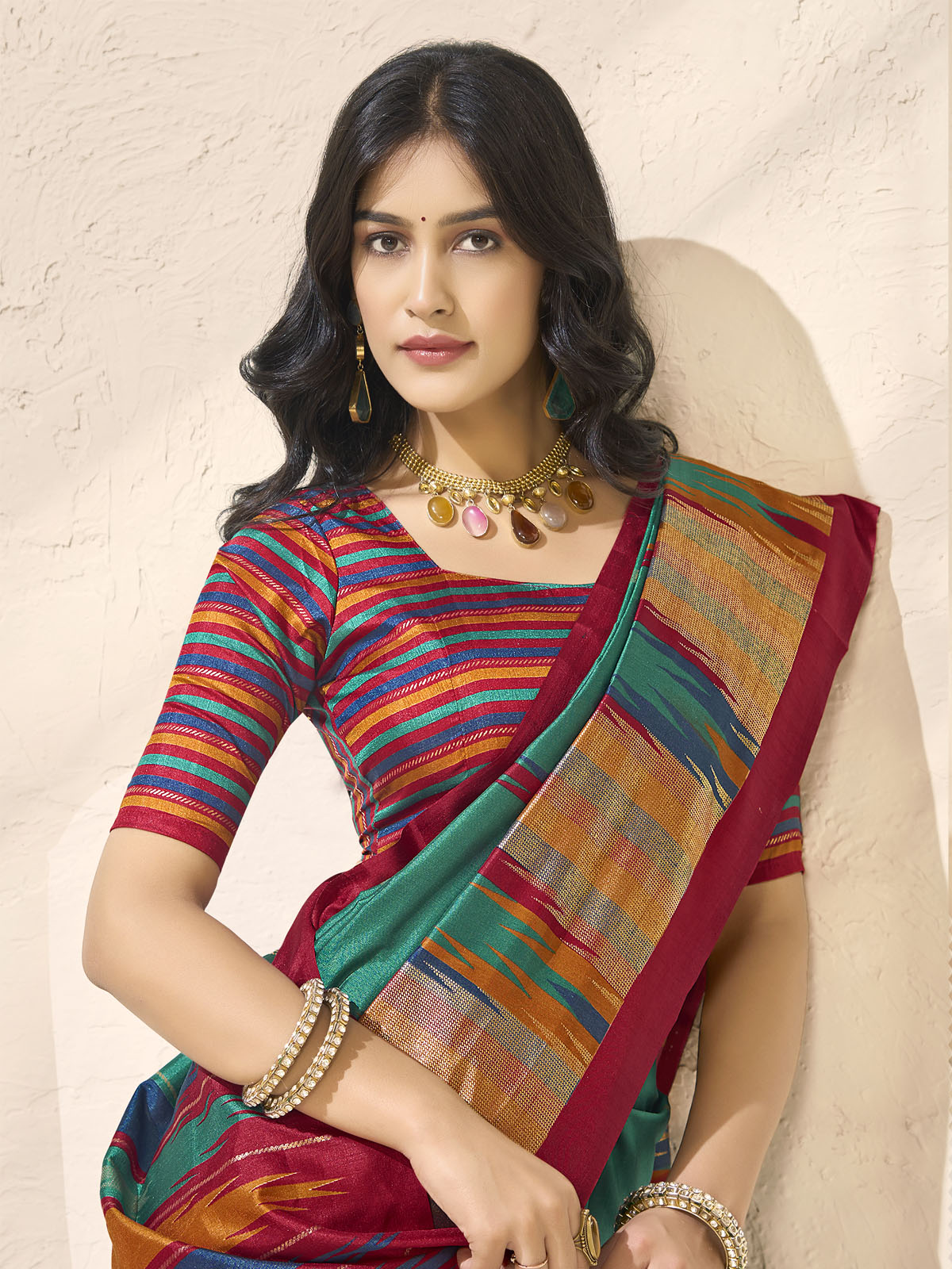 Sentosa - Turquoise Patola Silk Printed Saree with Figure Print