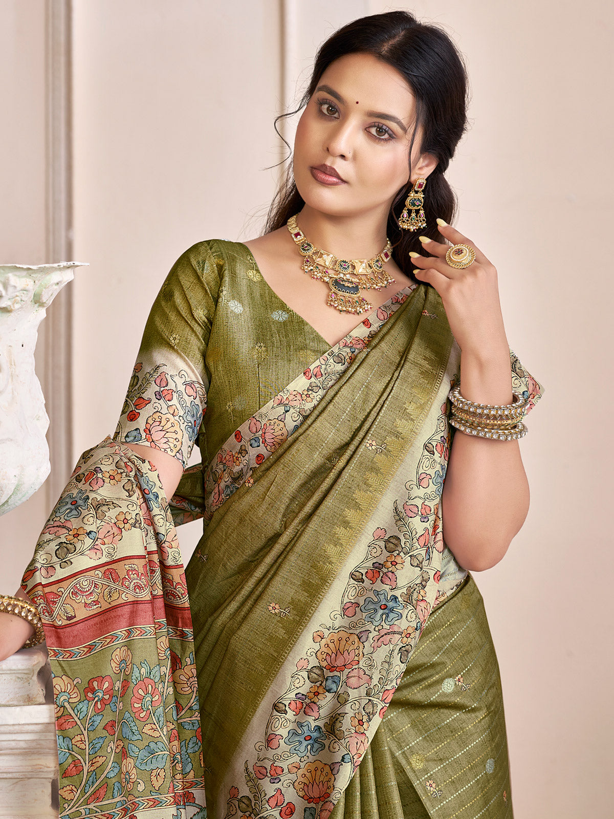 Rutvaa - Green Digital Printed Silk Saree