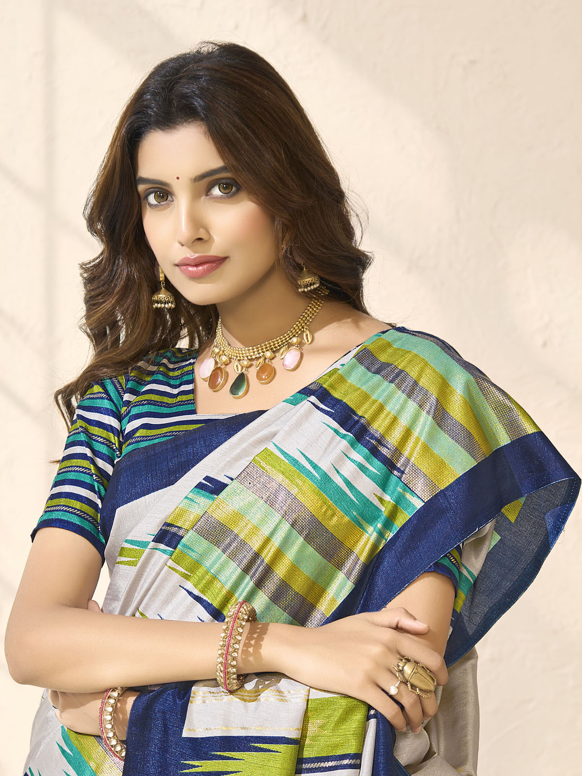 Sentosa - Off White Patola Silk Printed Saree with Figure Print