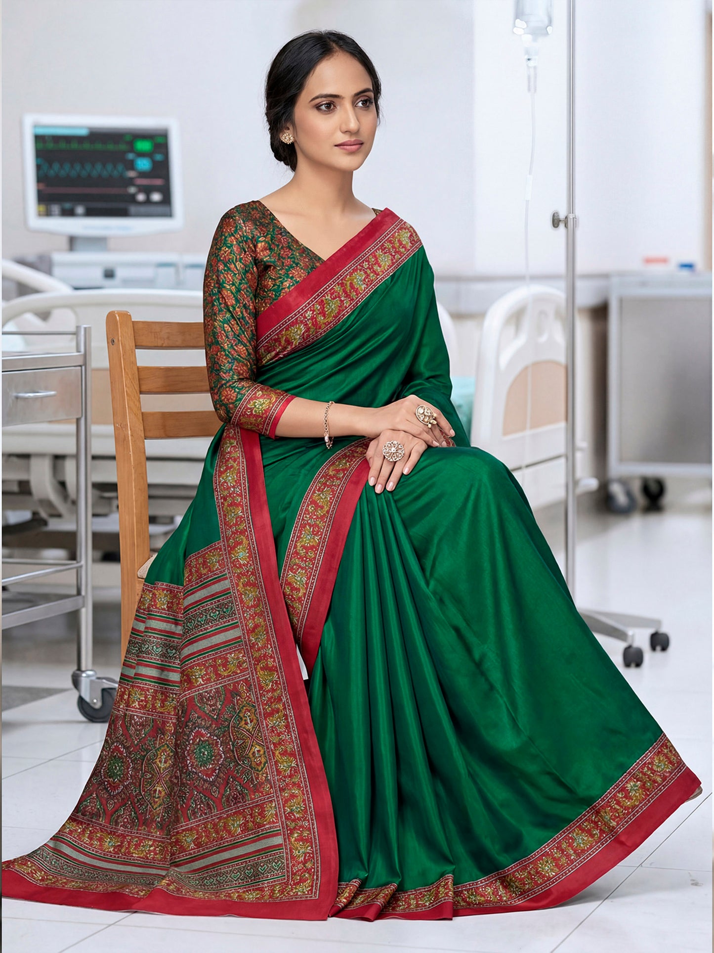 Chitrika - Green Printed Crepe Silk Saree