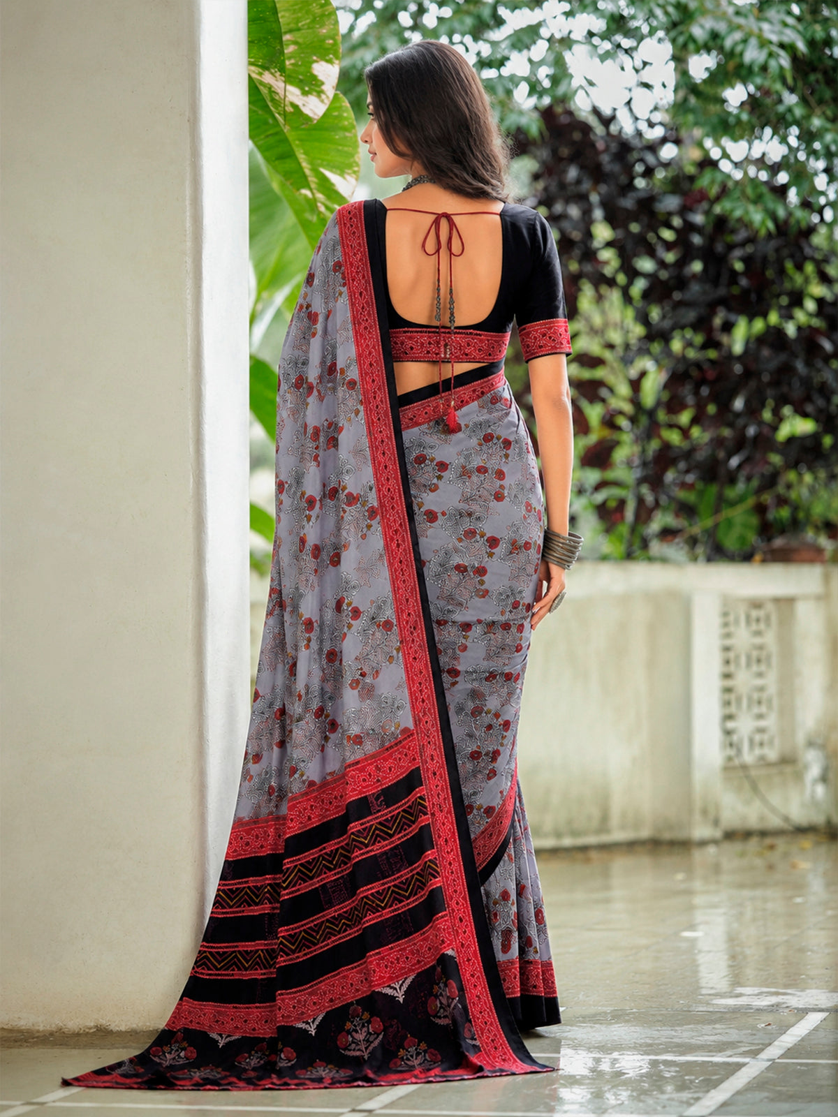 Rajkala - Mauve Printed Crepe Silk Saree