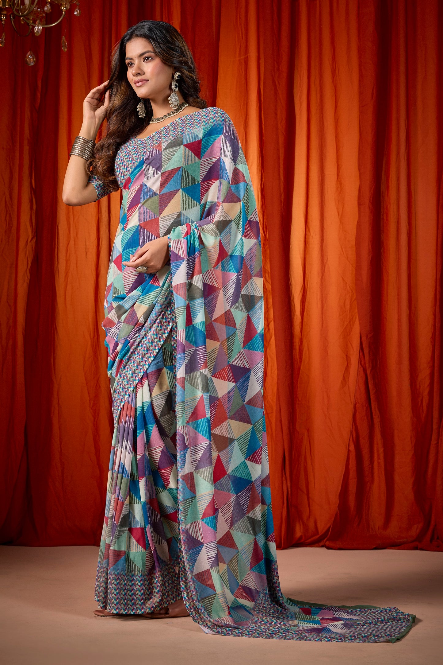 Shraddha - Multicolor Georgette Digital Printed Saree