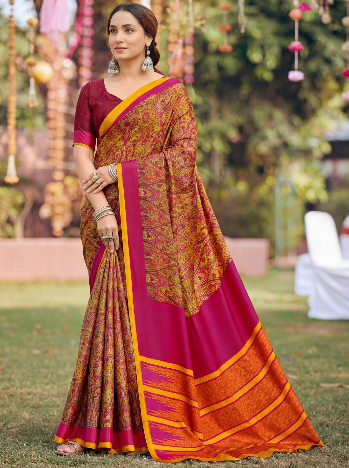 Rajkala - Multicolor Printed Crepe Silk Saree