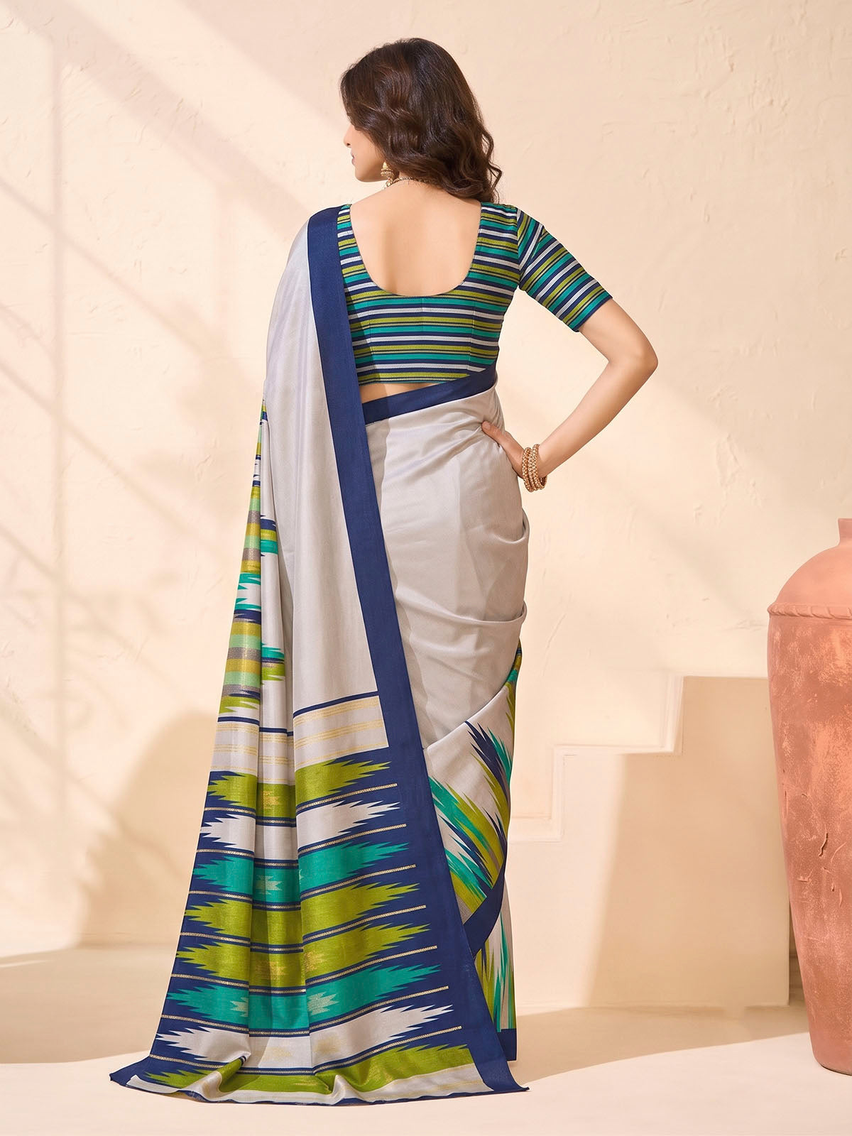 Sentosa - Off White Patola Silk Printed Saree with Figure Print