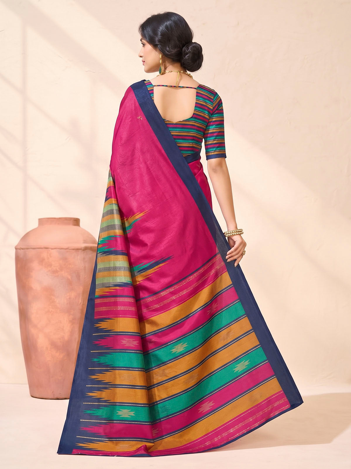 Sentosa - Pink Patola Silk Printed Saree with Figure Print