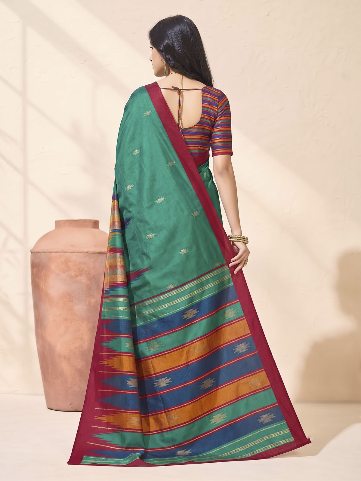 Sentosa - Turquoise Patola Silk Printed Saree with Figure Print
