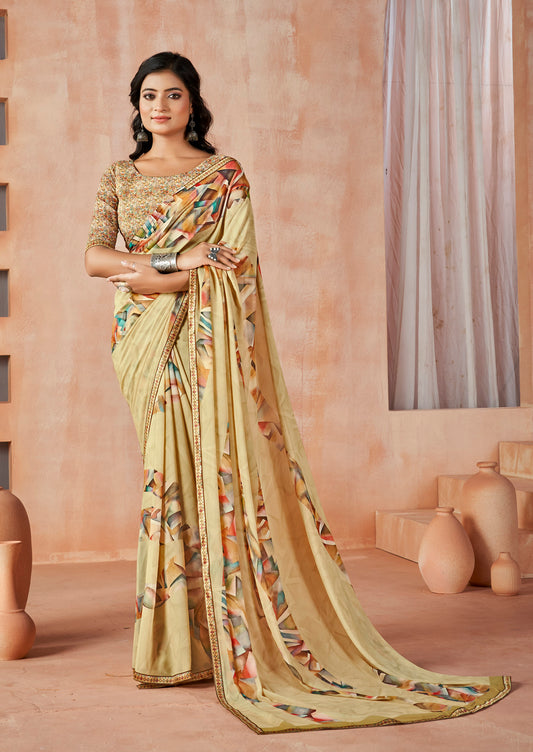 Sumedha - Yellow Digital Printed Georgette Saree