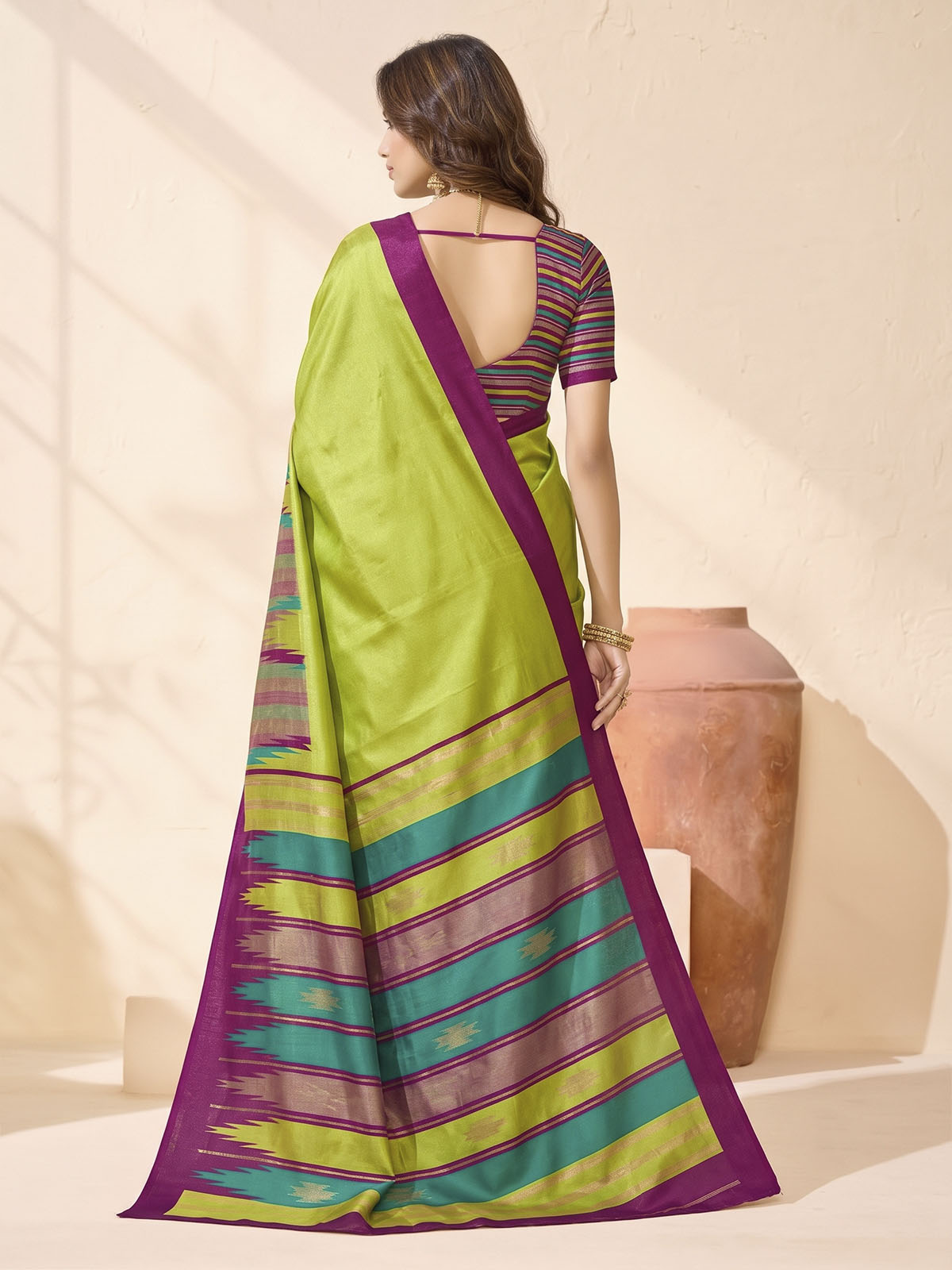 Sentosa - Parrot Green Patola Silk Printed Saree with Figure Print