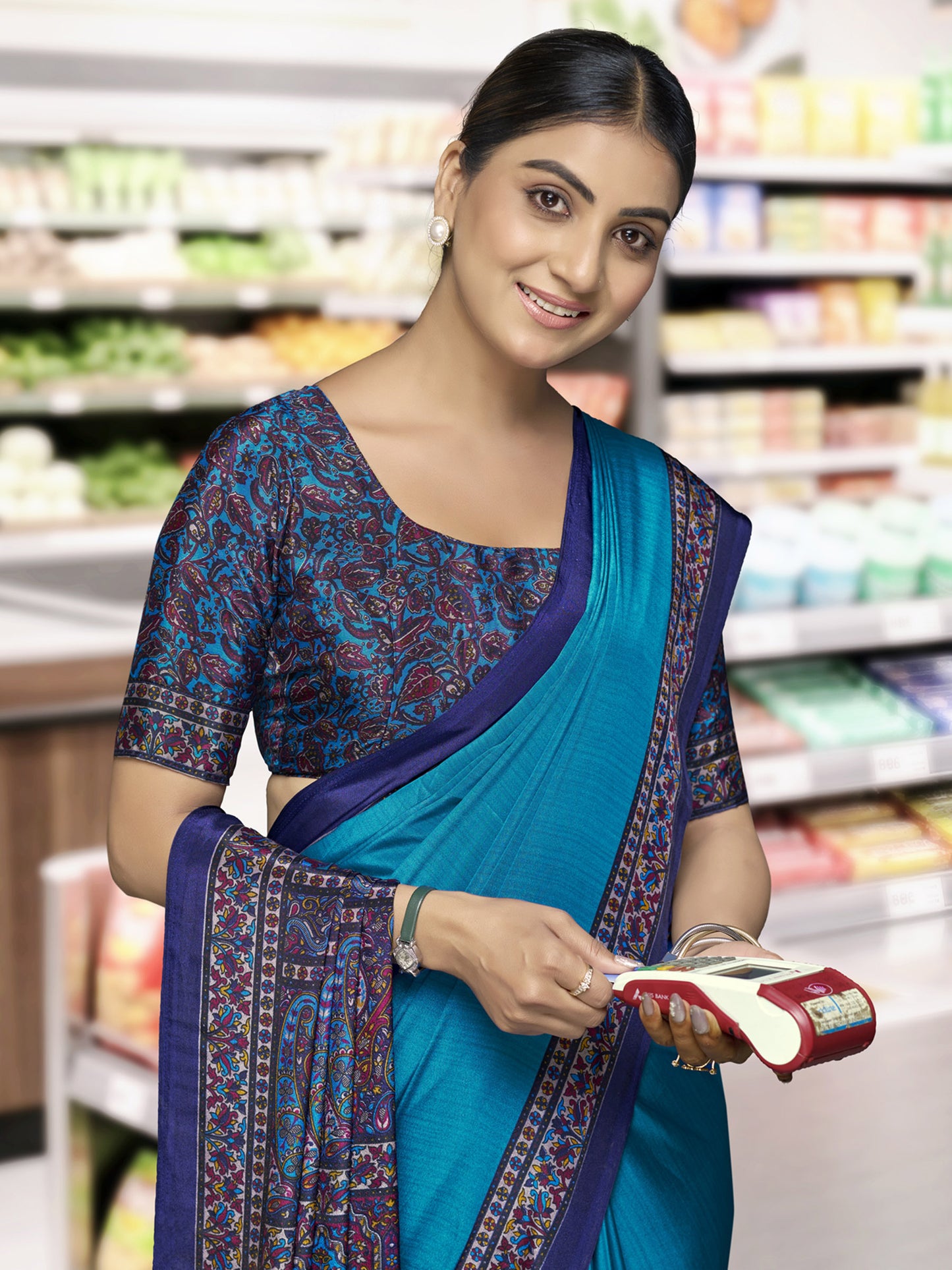 Chitrika - Blue Printed Crepe Silk Saree