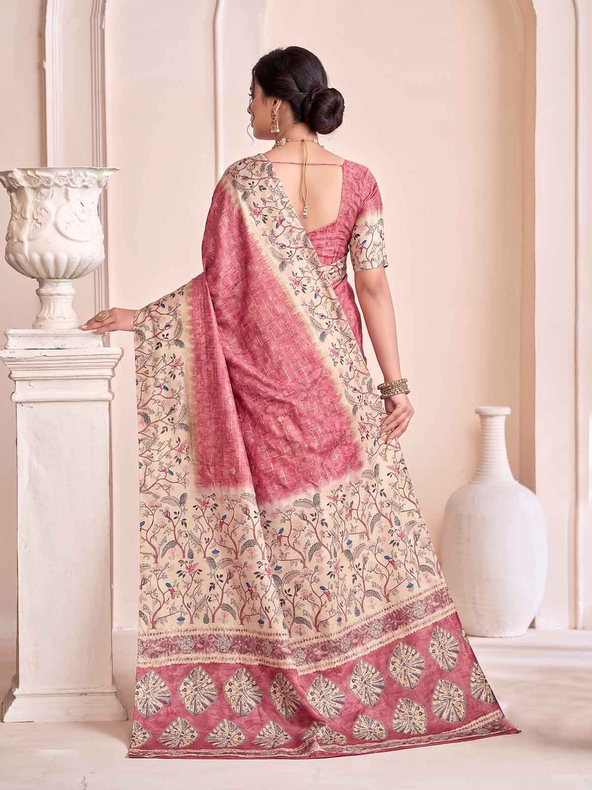 Rutvaa - Pink Digital Printed Silk Saree