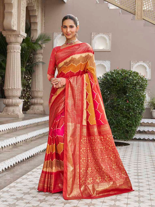 Gulmarg - Multicolor Silk Digital Printed Saree with Zari Border