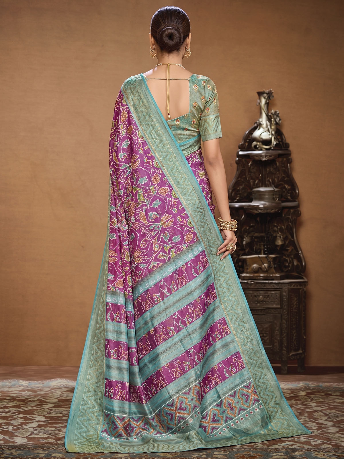 Sentosa - Purple Patola Silk Printed Saree with Figure Print