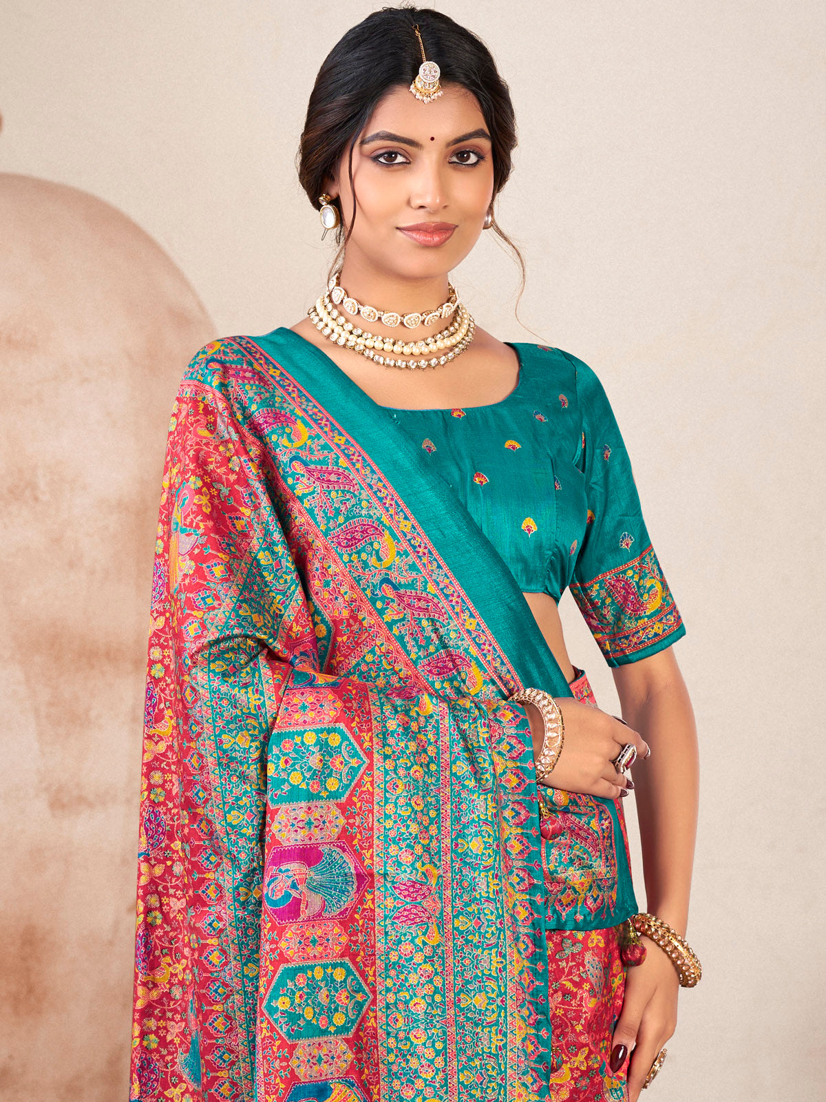 Kumuda - Red Mysore Silk Jari Printed with Tessals