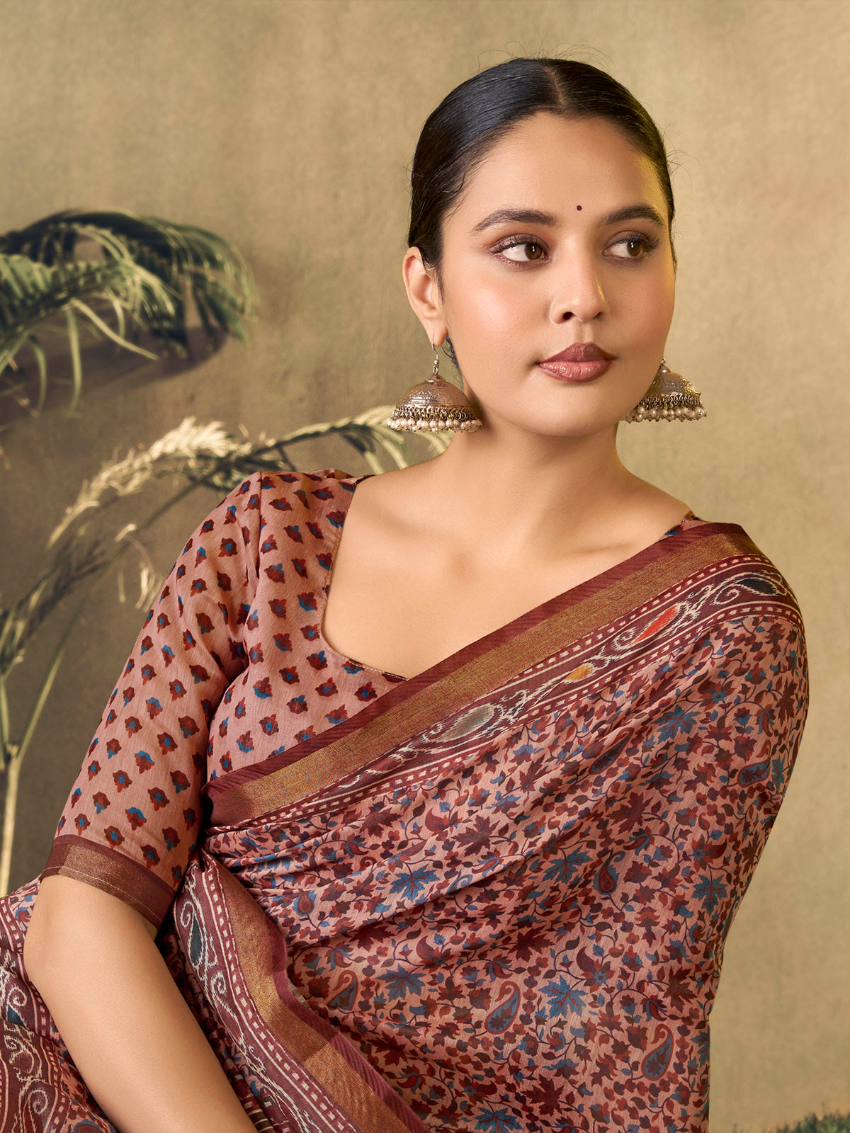 Amrapali - Pink Chanderi Cotton Digital Printed Saree with Zari Border