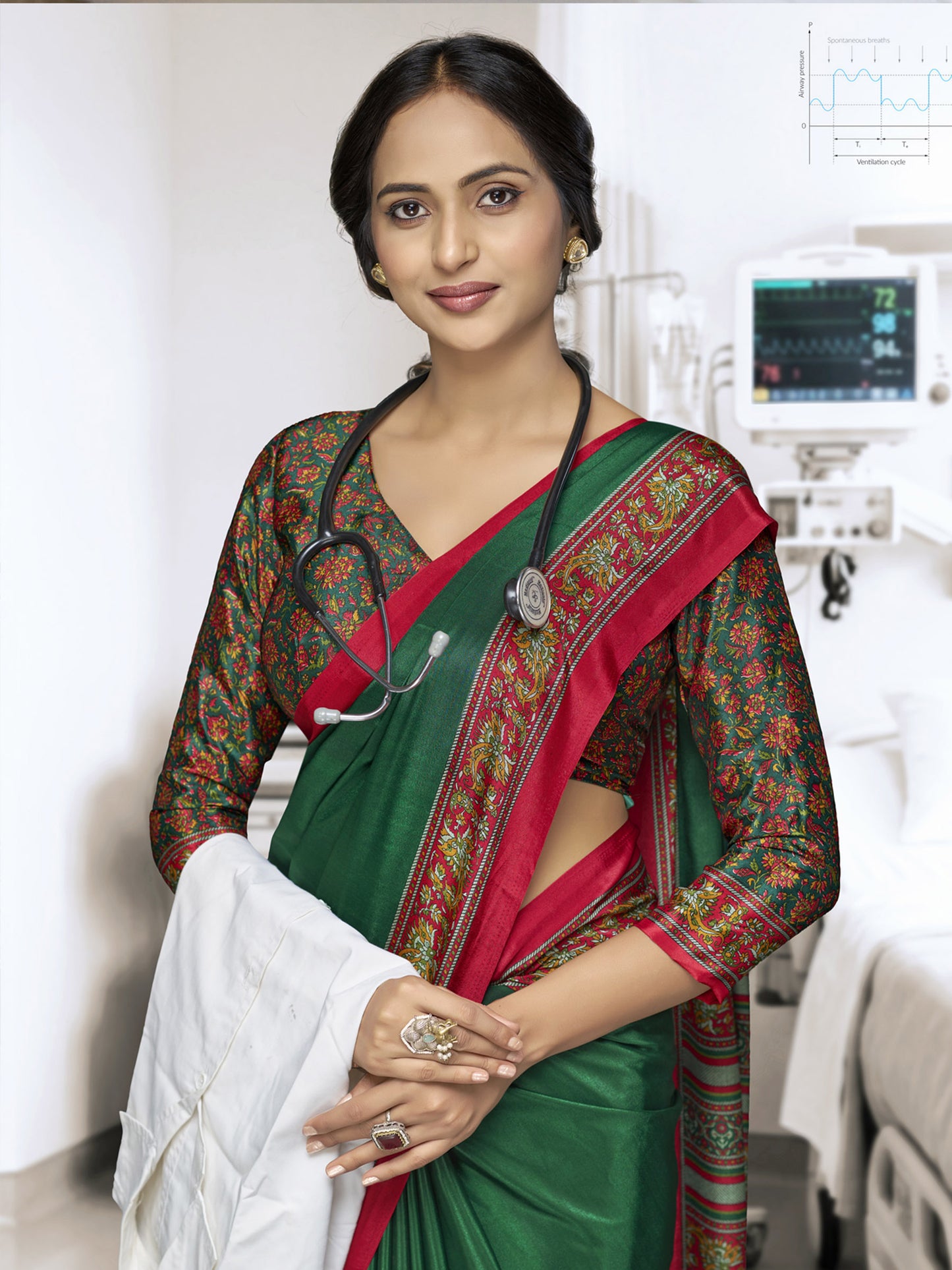 Chitrika - Green Printed Crepe Silk Saree