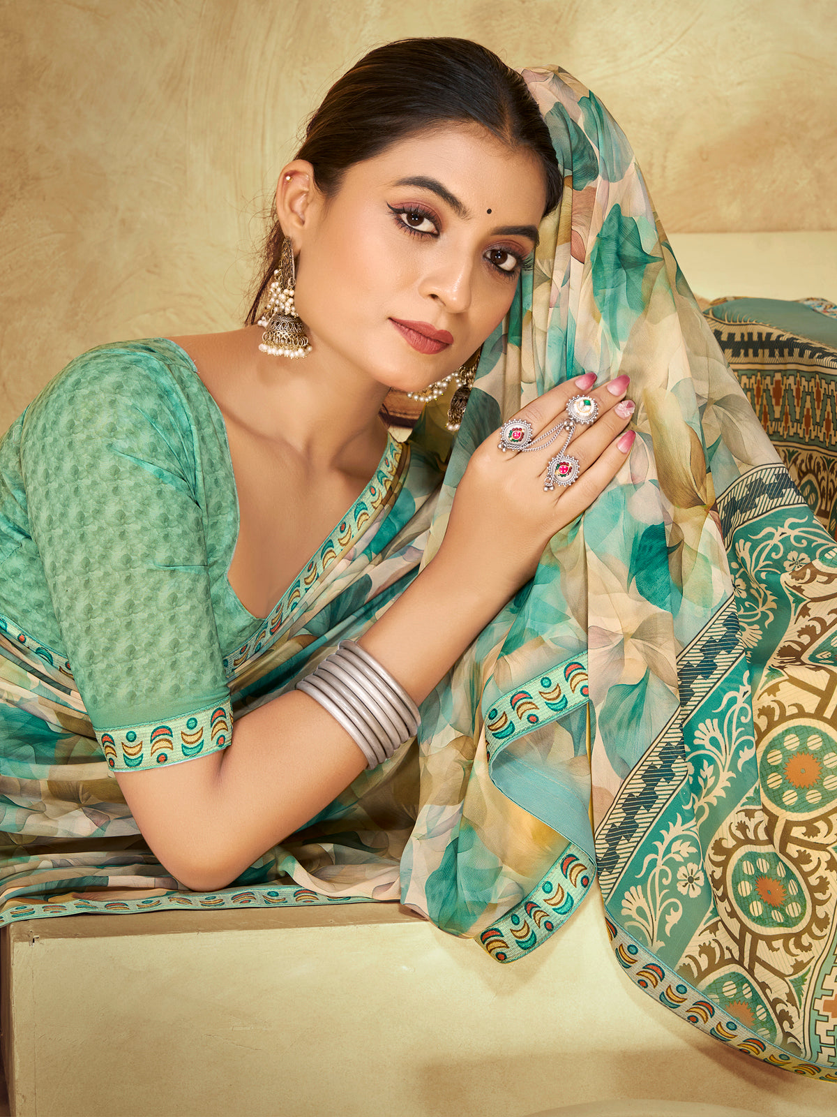 Sumedha - Multicolor Digital Printed Georgette Saree