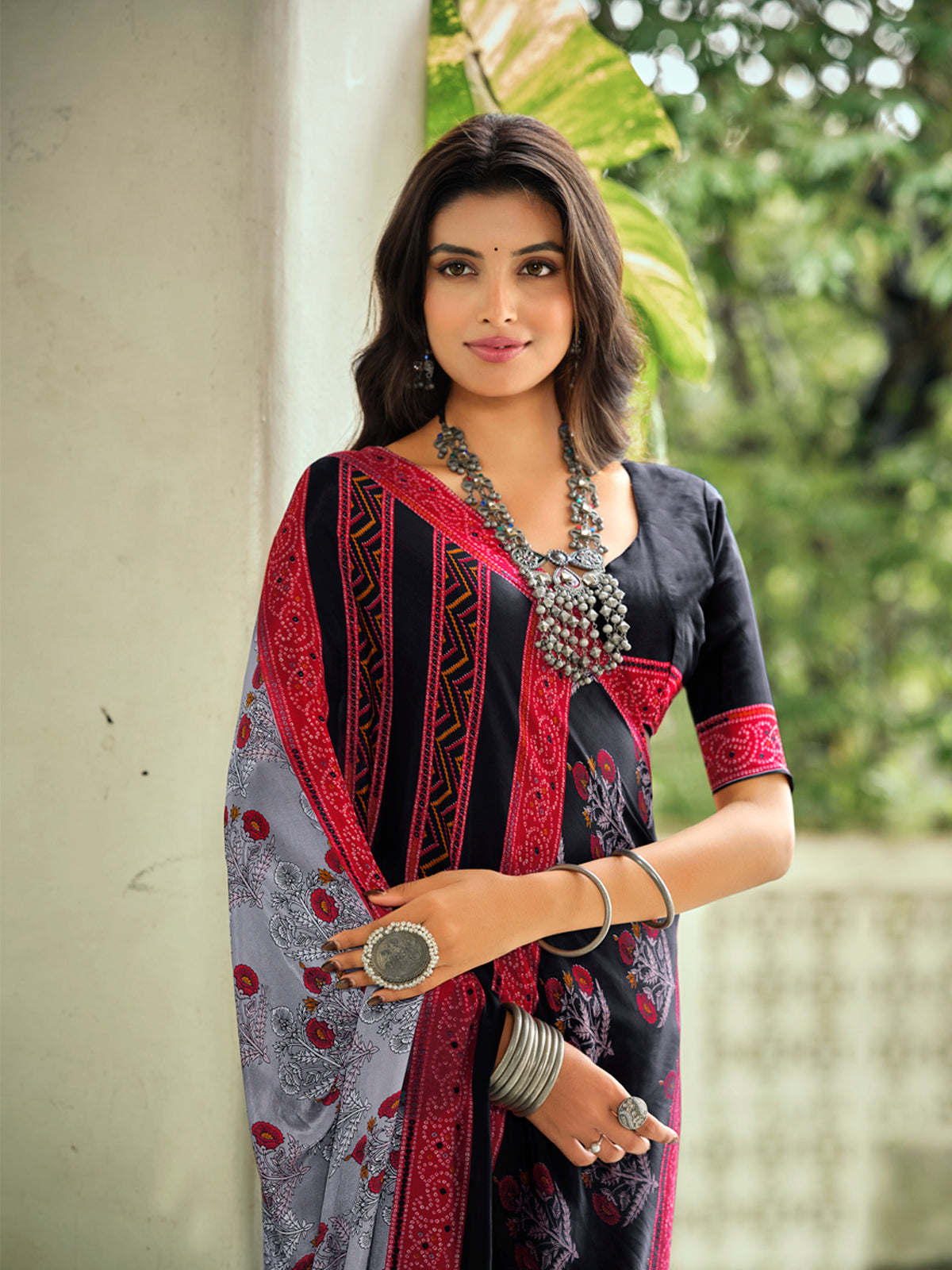 Rajkala - Mauve Printed Crepe Silk Saree