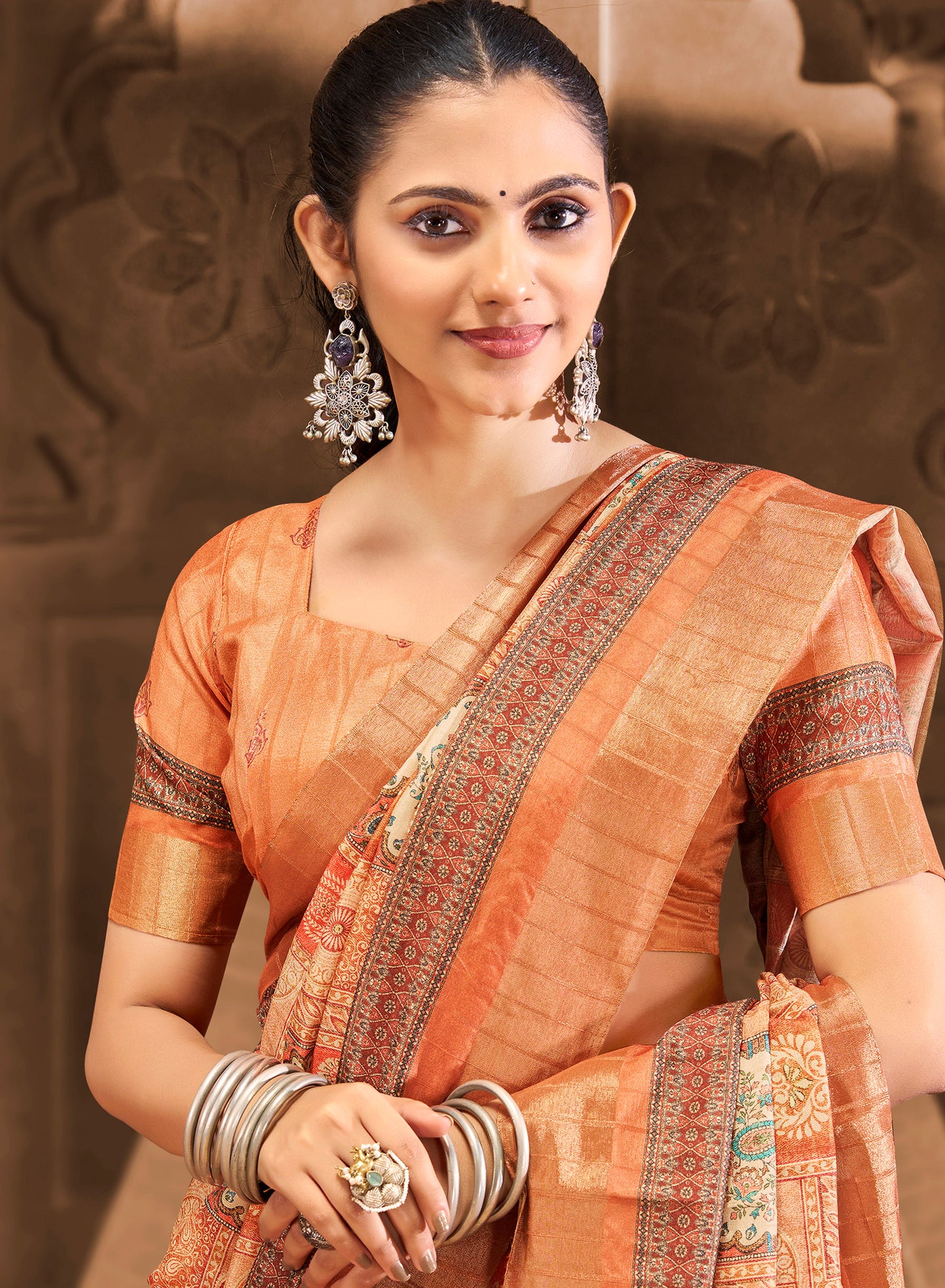 Devsena – Grey Silk Digital Print Saree