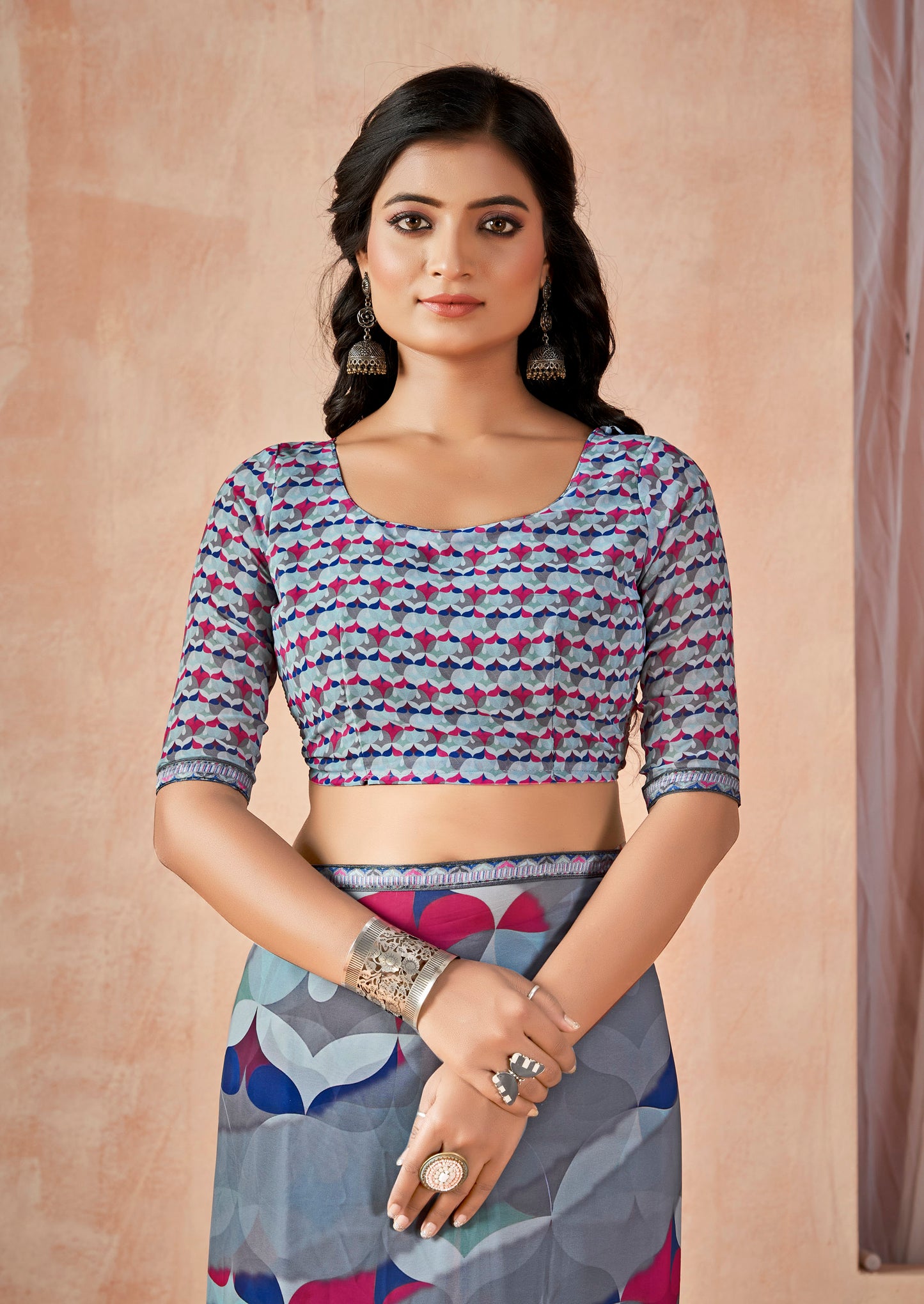 Sumedha - Grey Digital Printed Georgette Saree