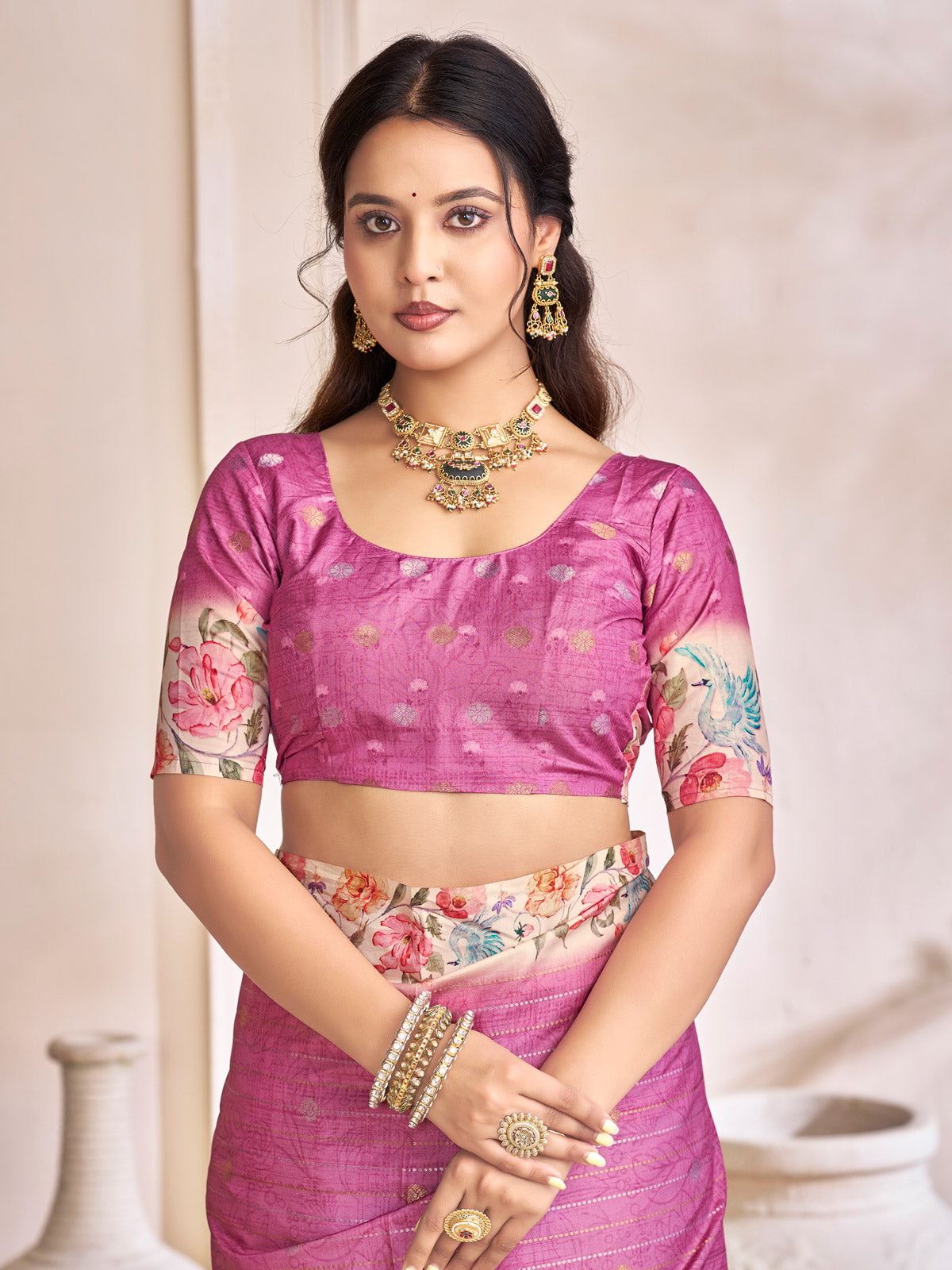 Rutvaa - Purple Digital Printed Silk Saree