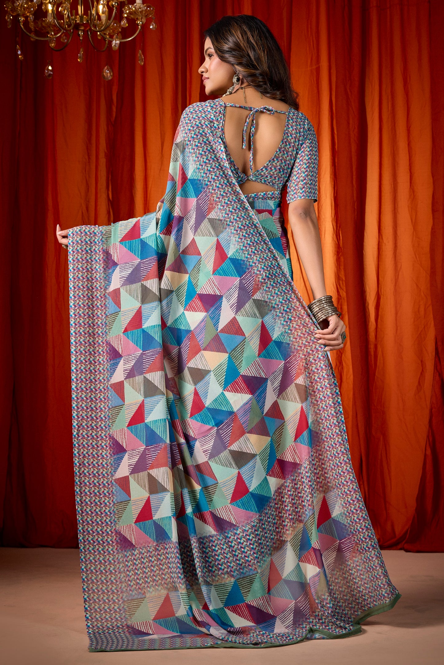 Shraddha - Multicolor Georgette Digital Printed Saree