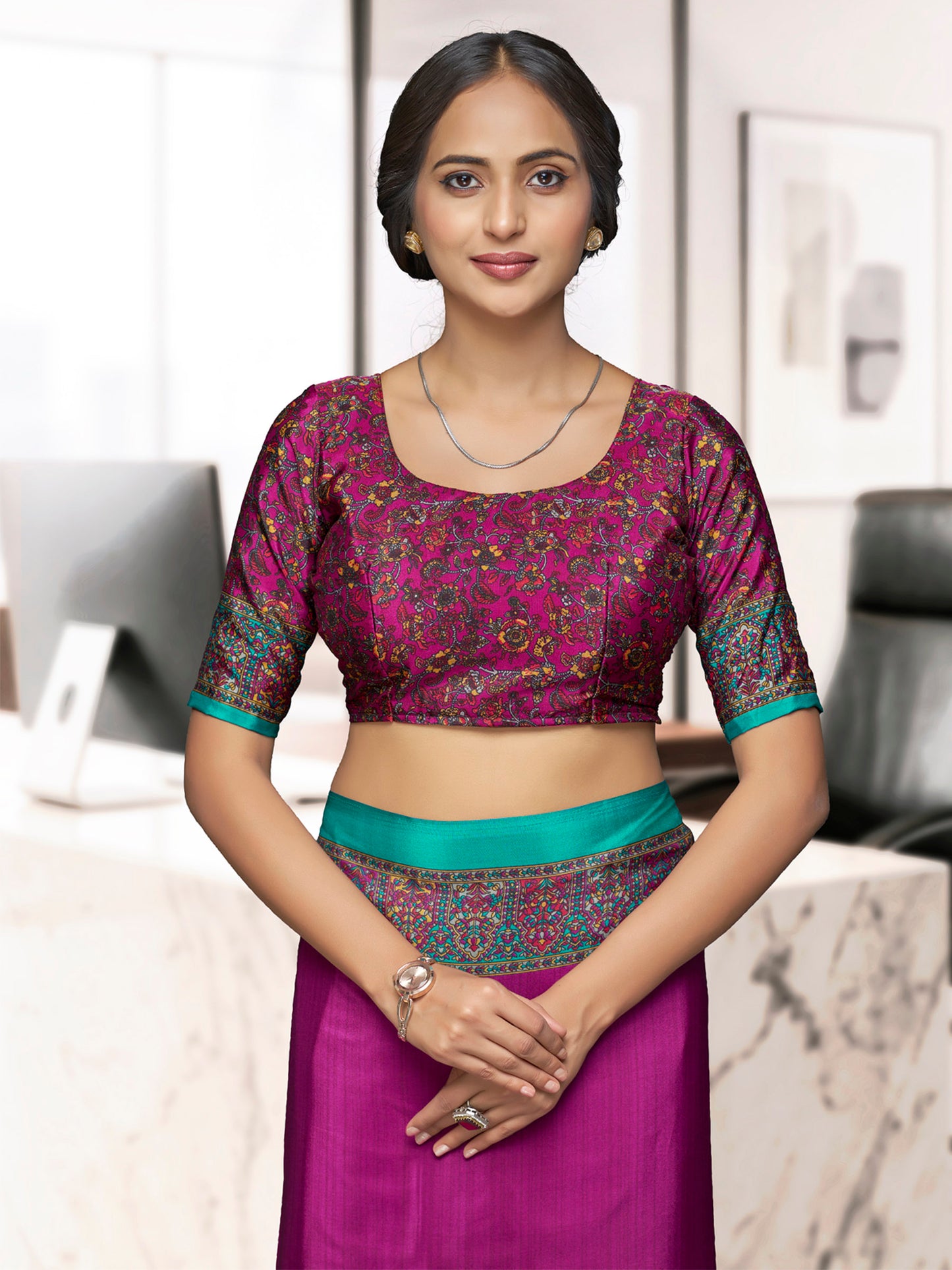 Chitrika - Purple Printed Crepe Silk Saree