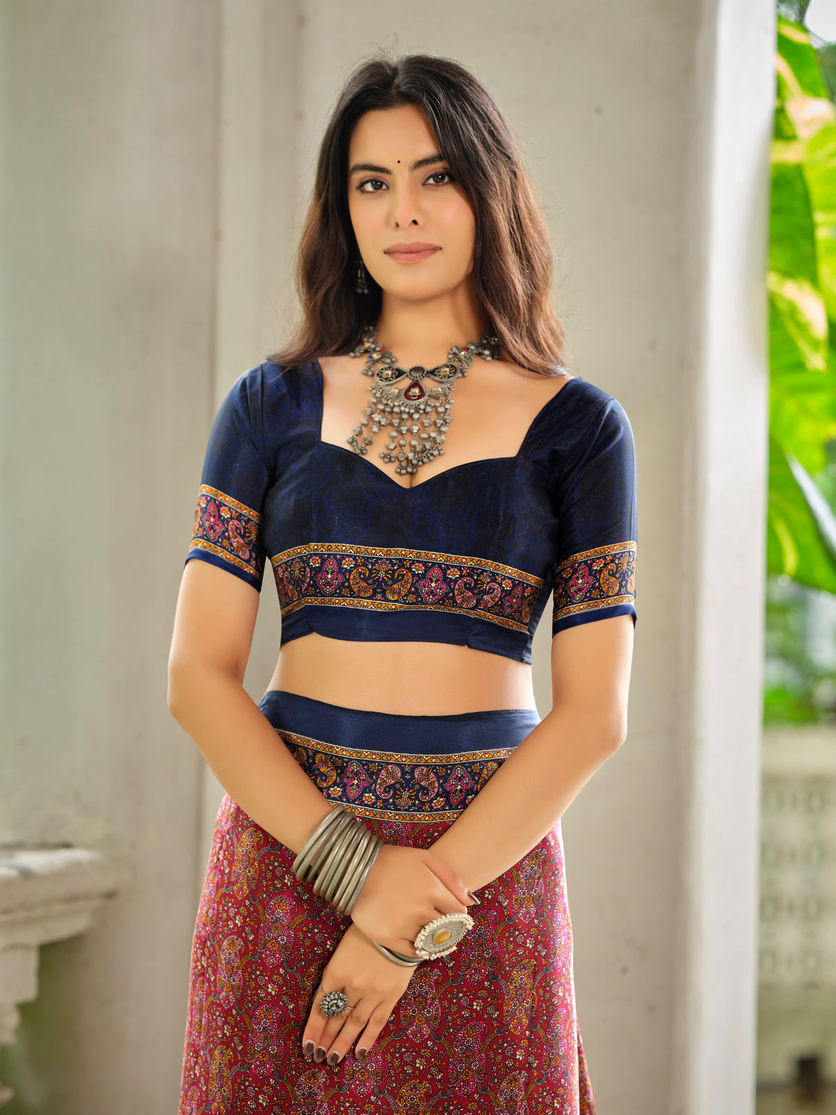 Rajkala - Maroon Printed Crepe Silk Saree