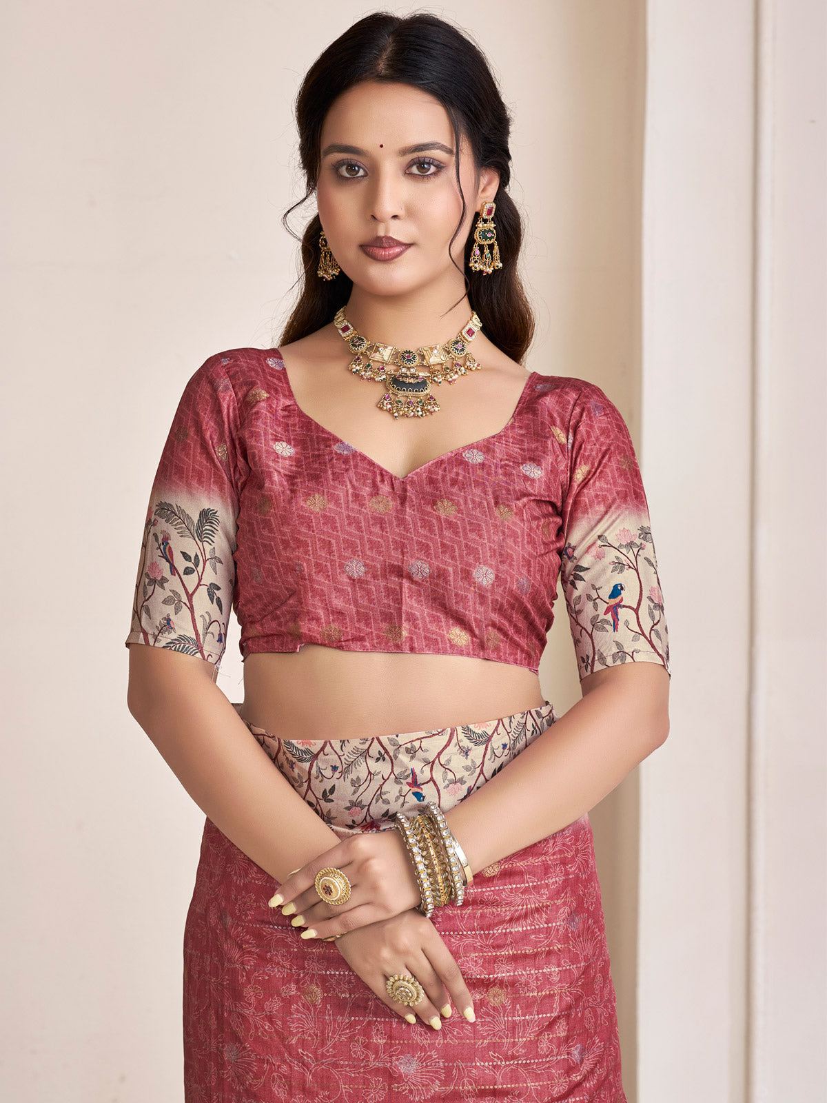 Rutvaa - Coral Digital Printed Silk Saree