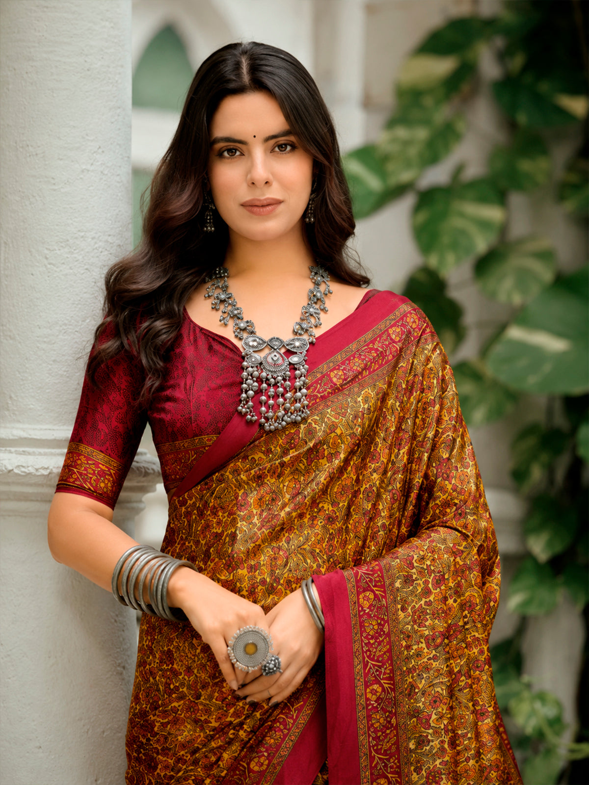 Rajkala - Yellow Printed Crepe Silk Saree