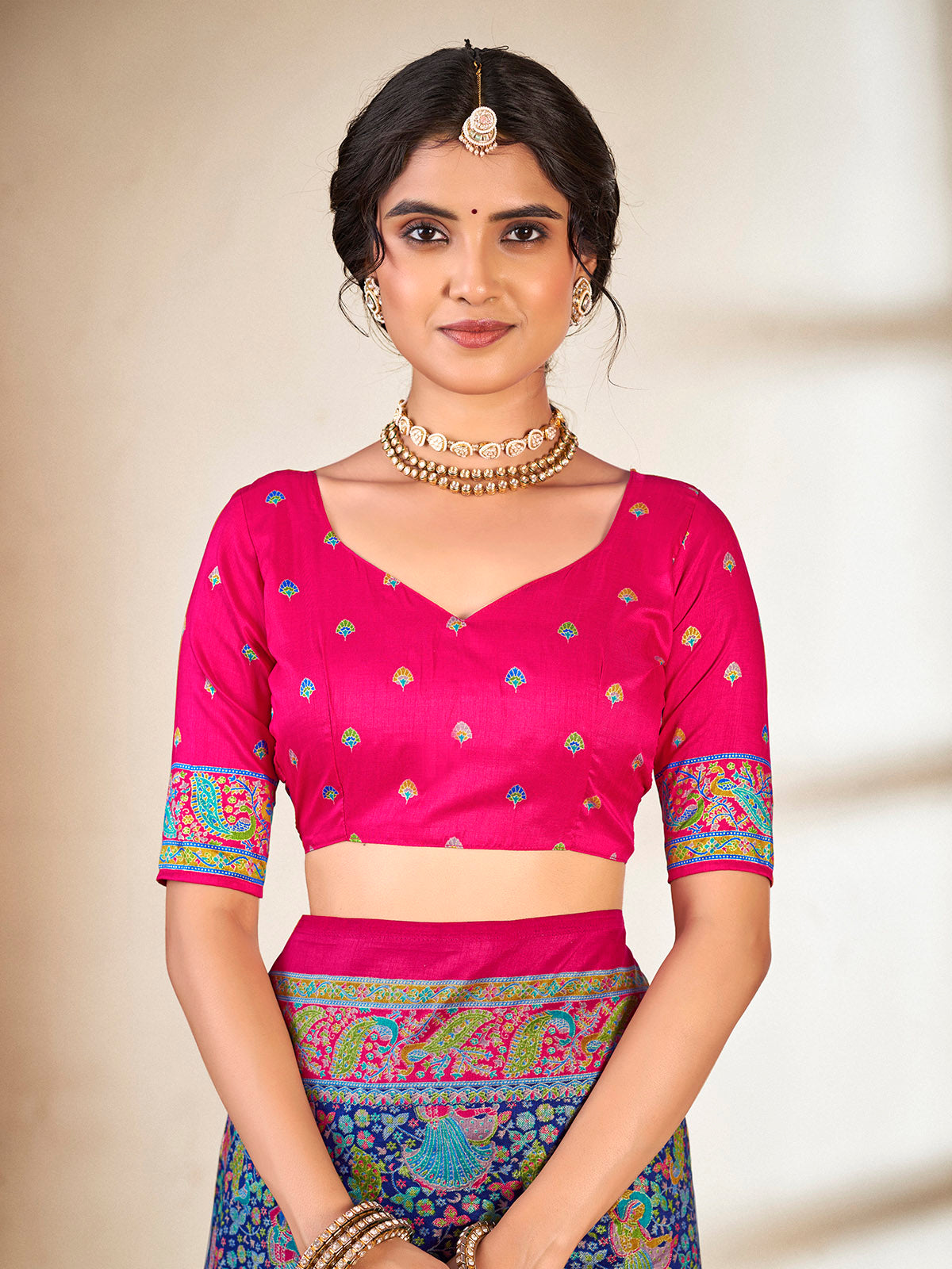 Kumuda - Blue Mysore Silk Jari Printed with Tessals