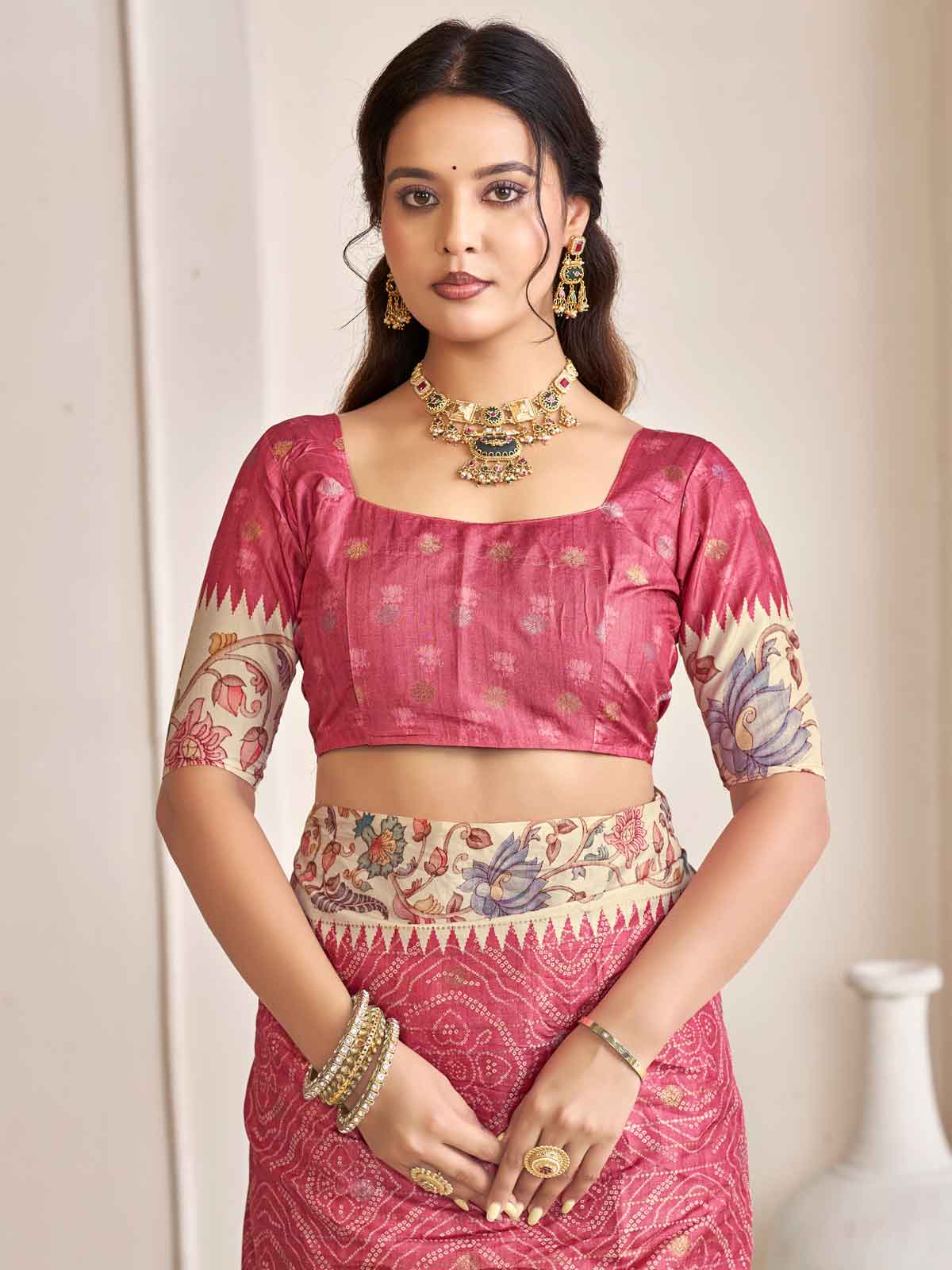 Rutvaa - Pink Digital Printed Silk Saree