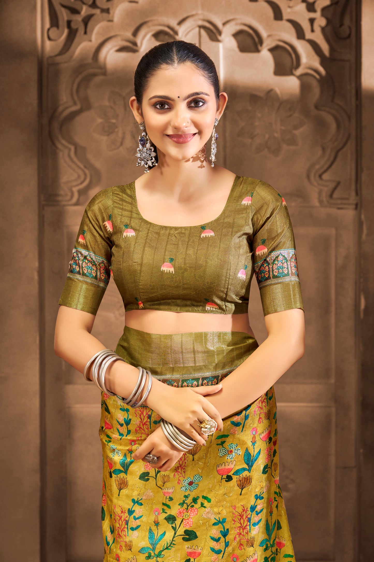 Devsena – Yellow Silk Digital Print Saree