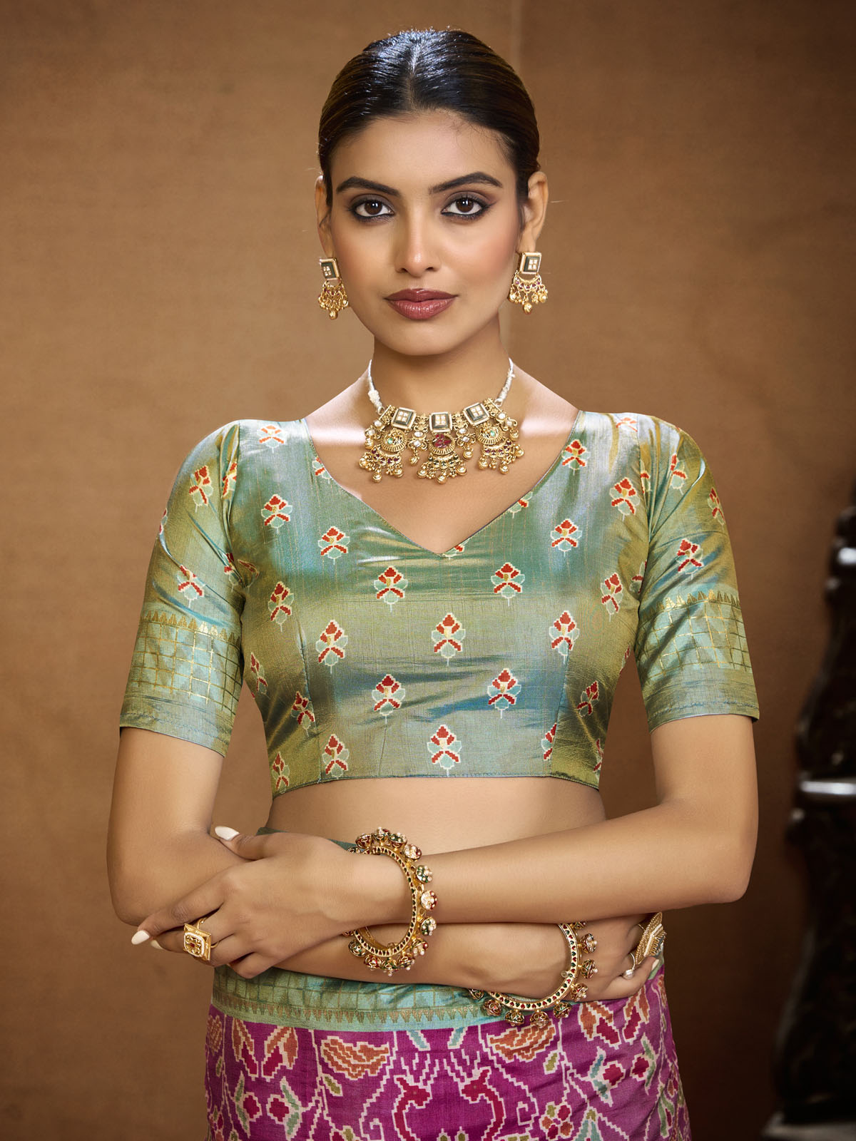 Sentosa - Purple Patola Silk Printed Saree with Figure Print