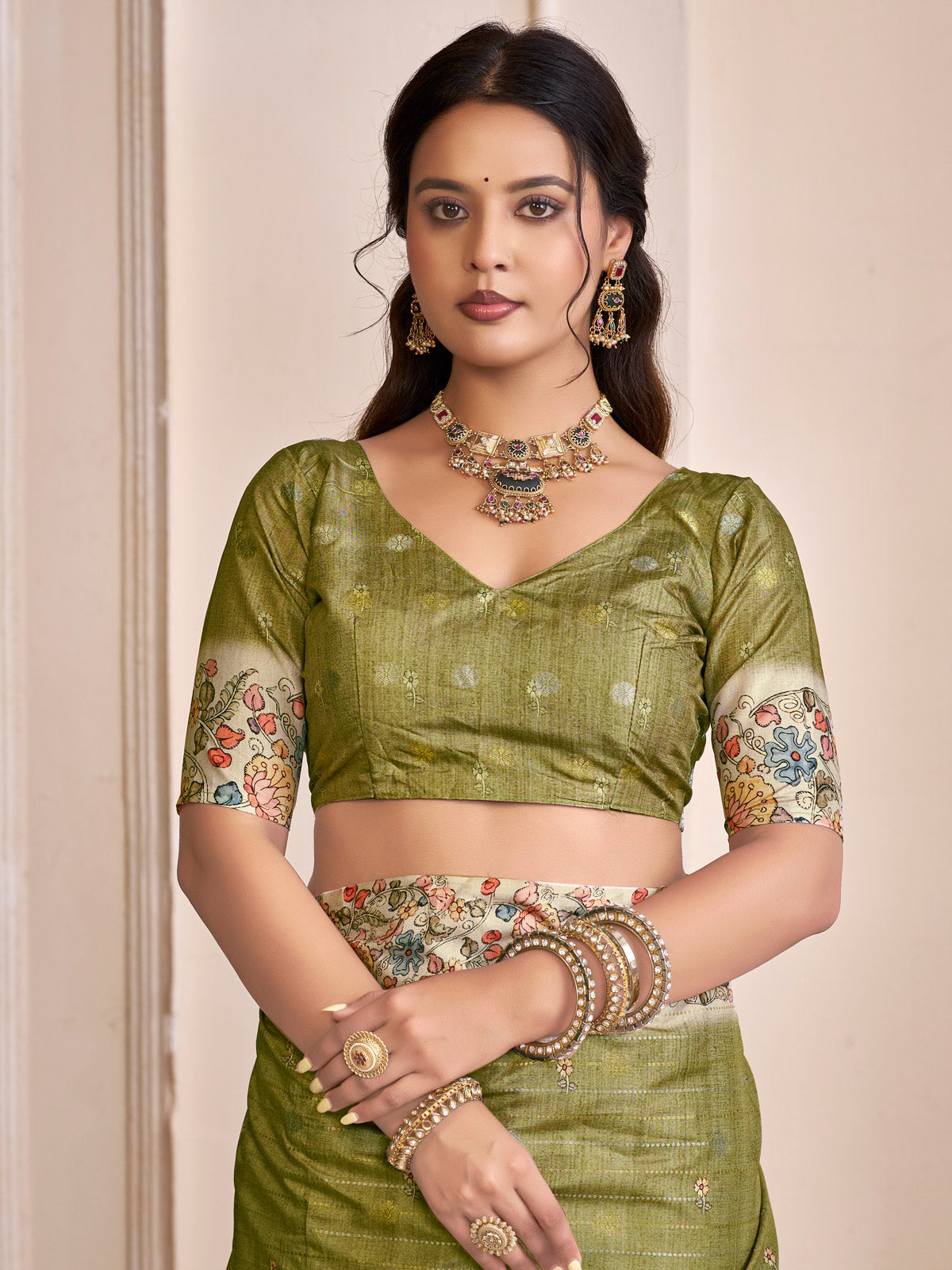 Rutvaa - Green Digital Printed Silk Saree