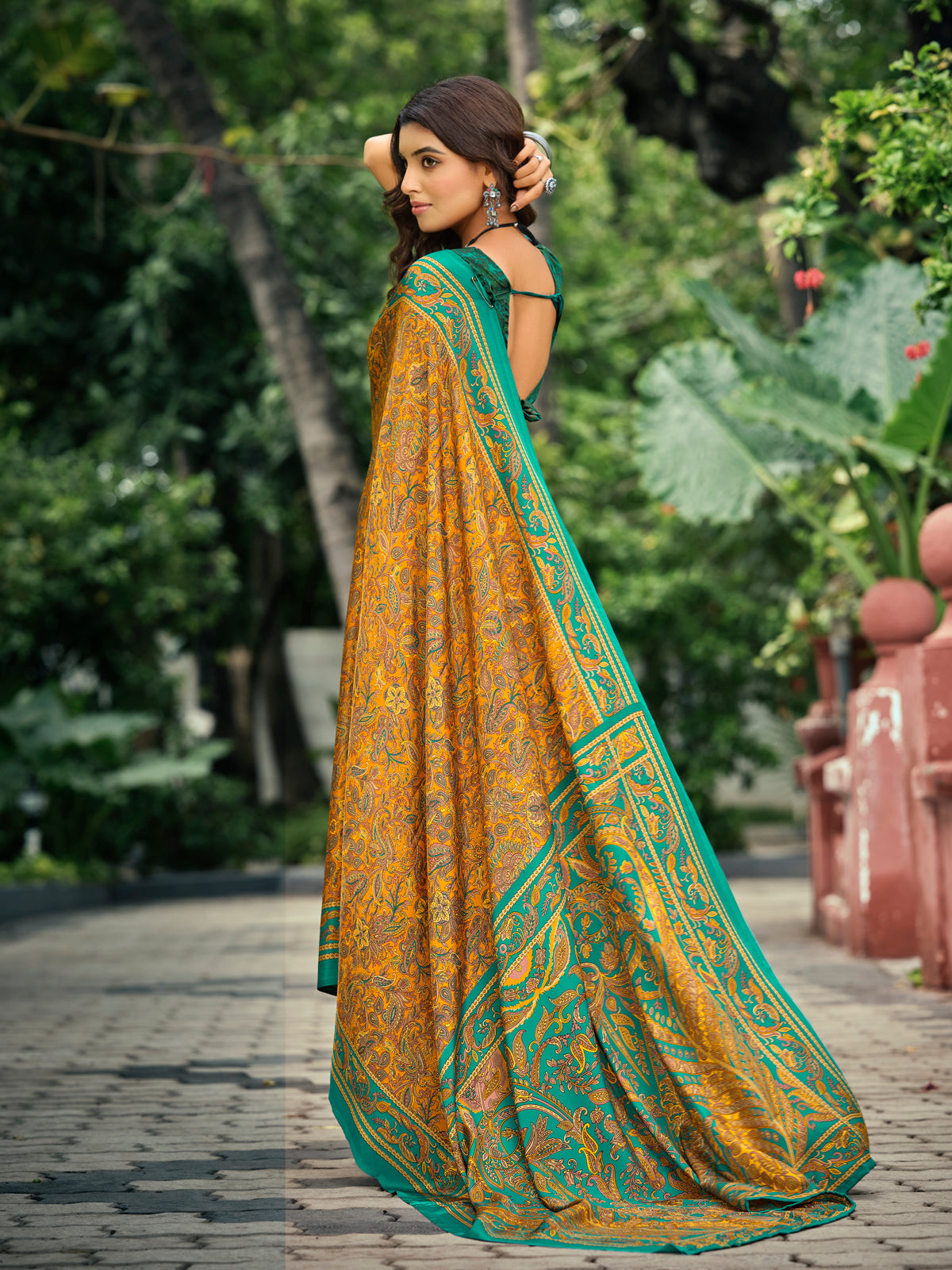 Rajkala - Yellow Printed Crepe Silk Saree