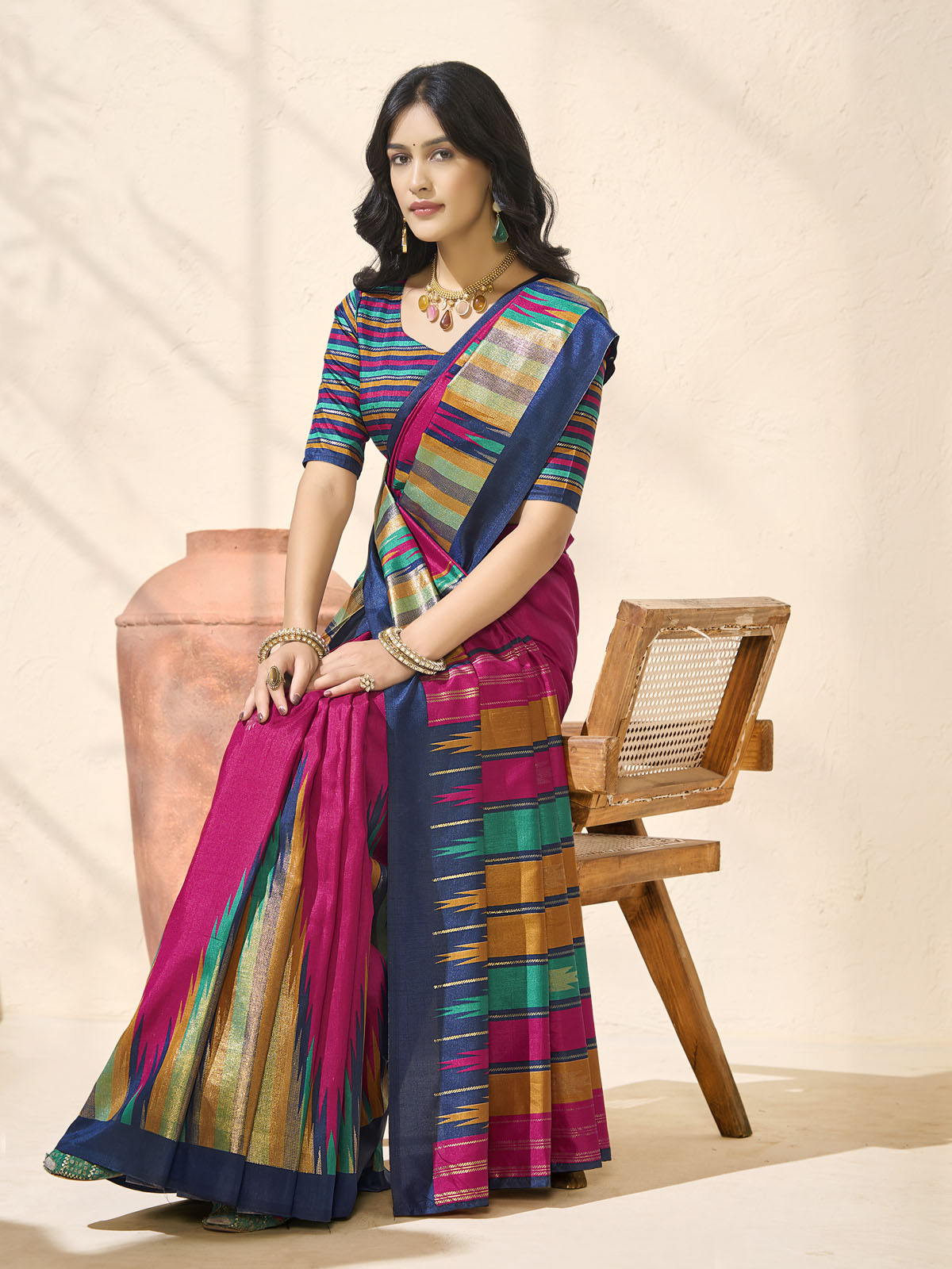 Sentosa - Pink Patola Silk Printed Saree with Figure Print