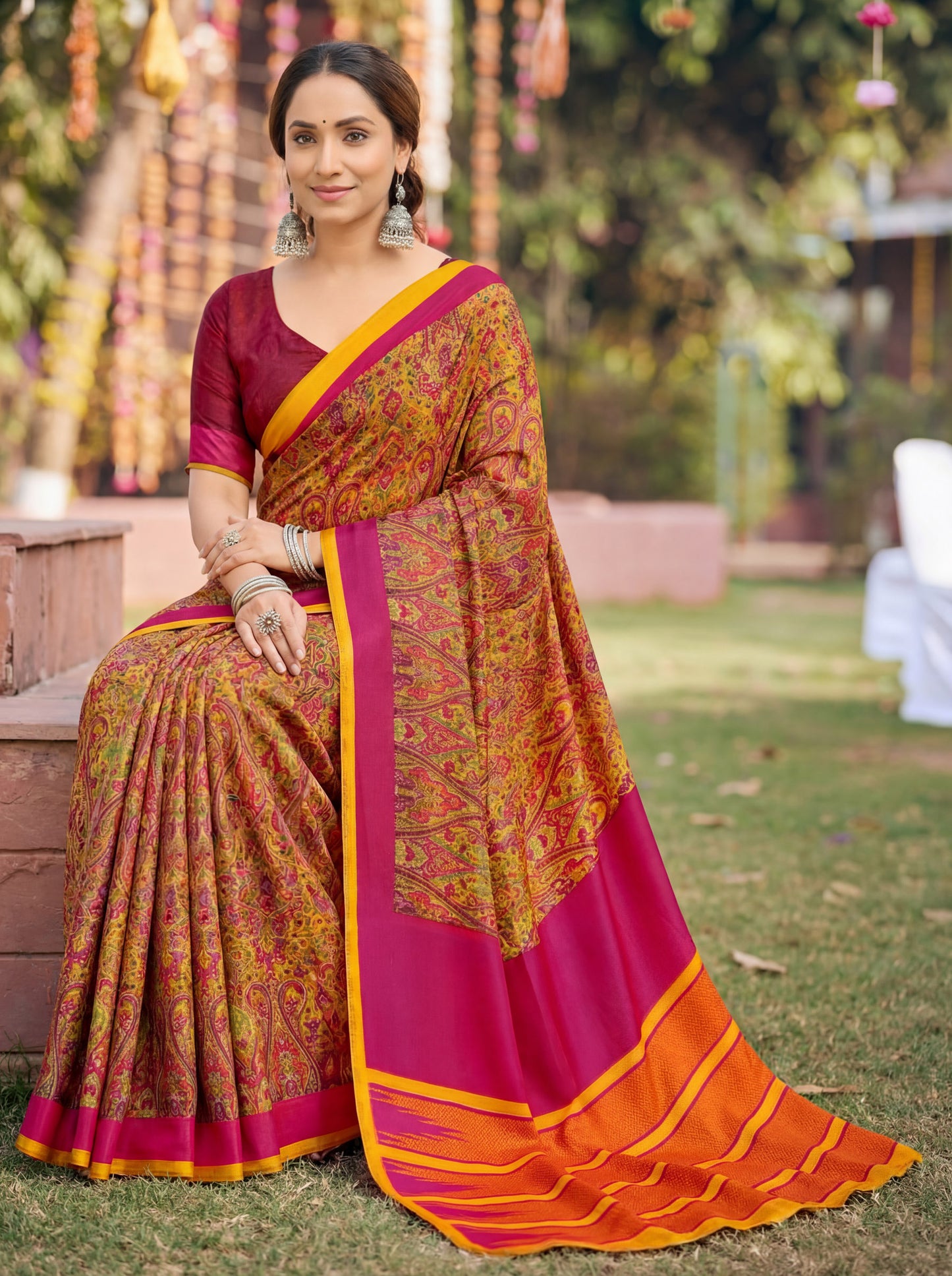 Rajkala - Multicolor Printed Crepe Silk Saree