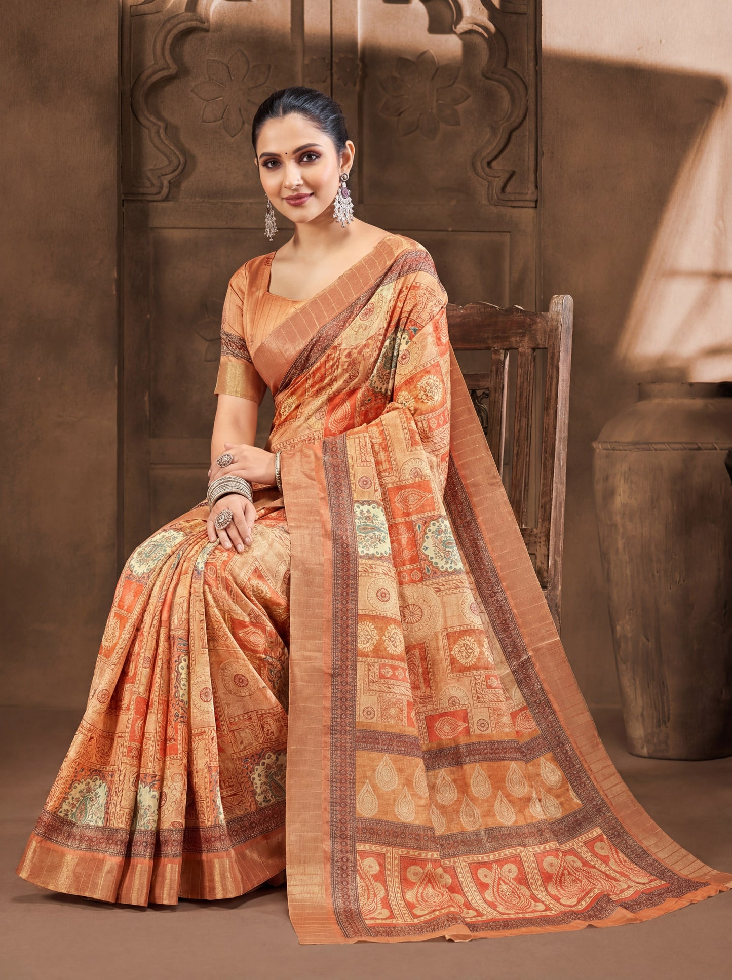 Devsena – Grey Silk Digital Print Saree