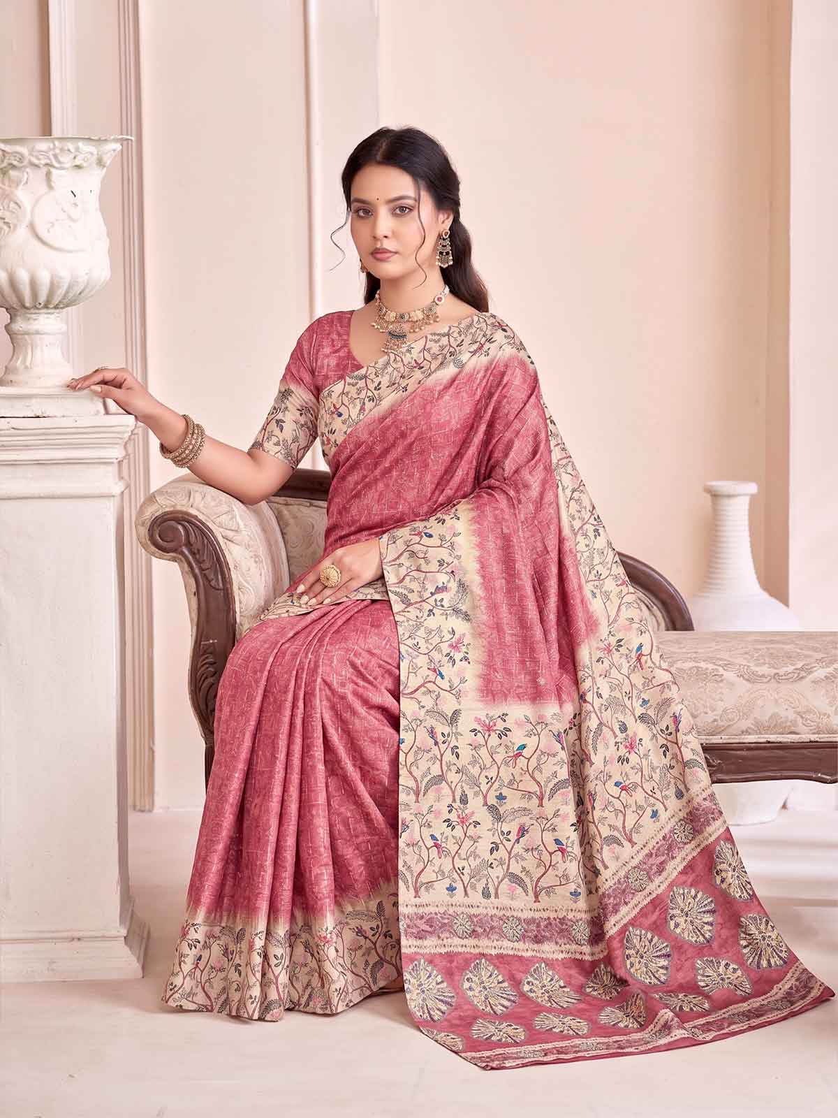 Rutvaa - Pink Digital Printed Silk Saree