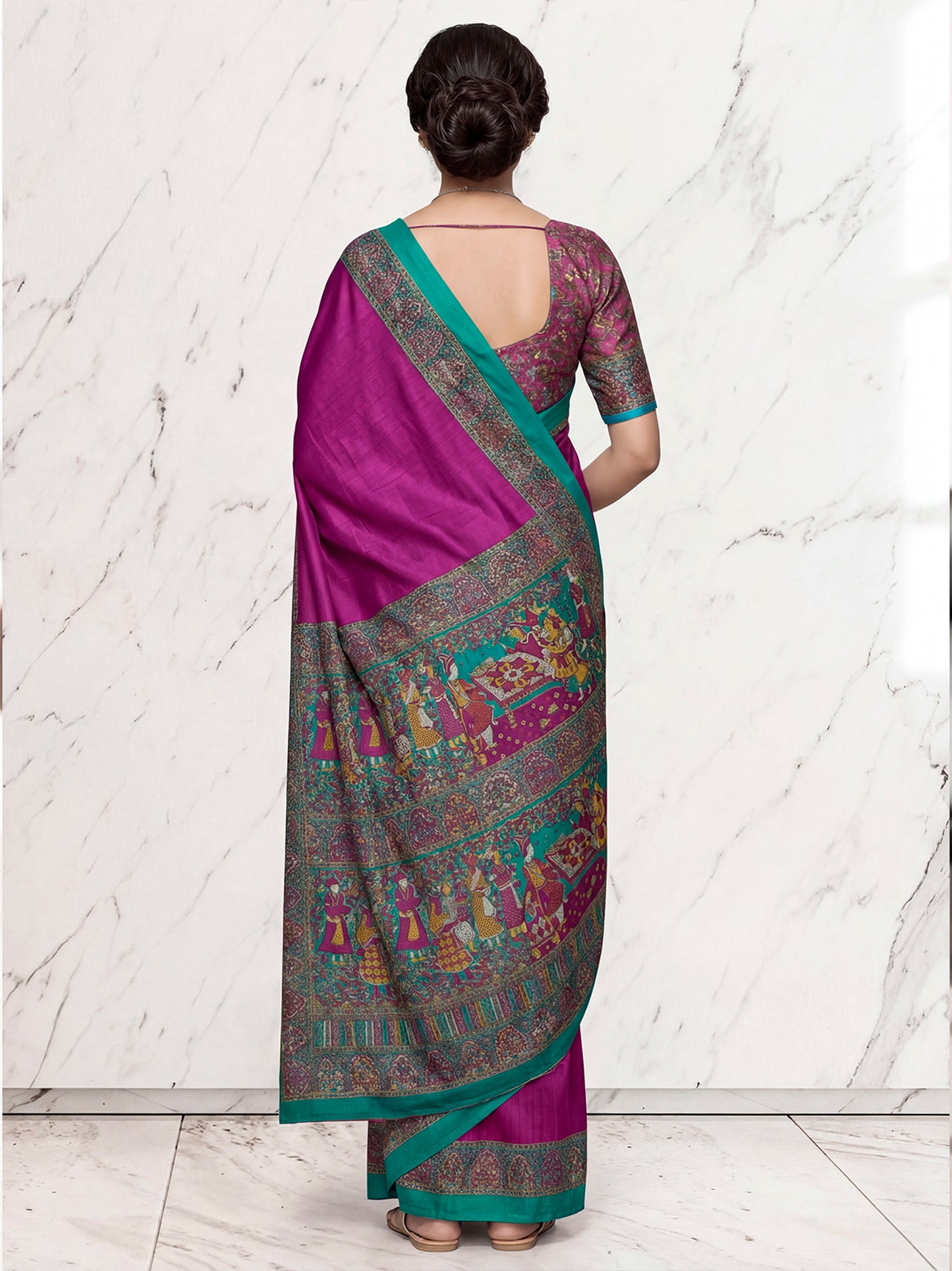Chitrika - Purple Printed Crepe Silk Saree