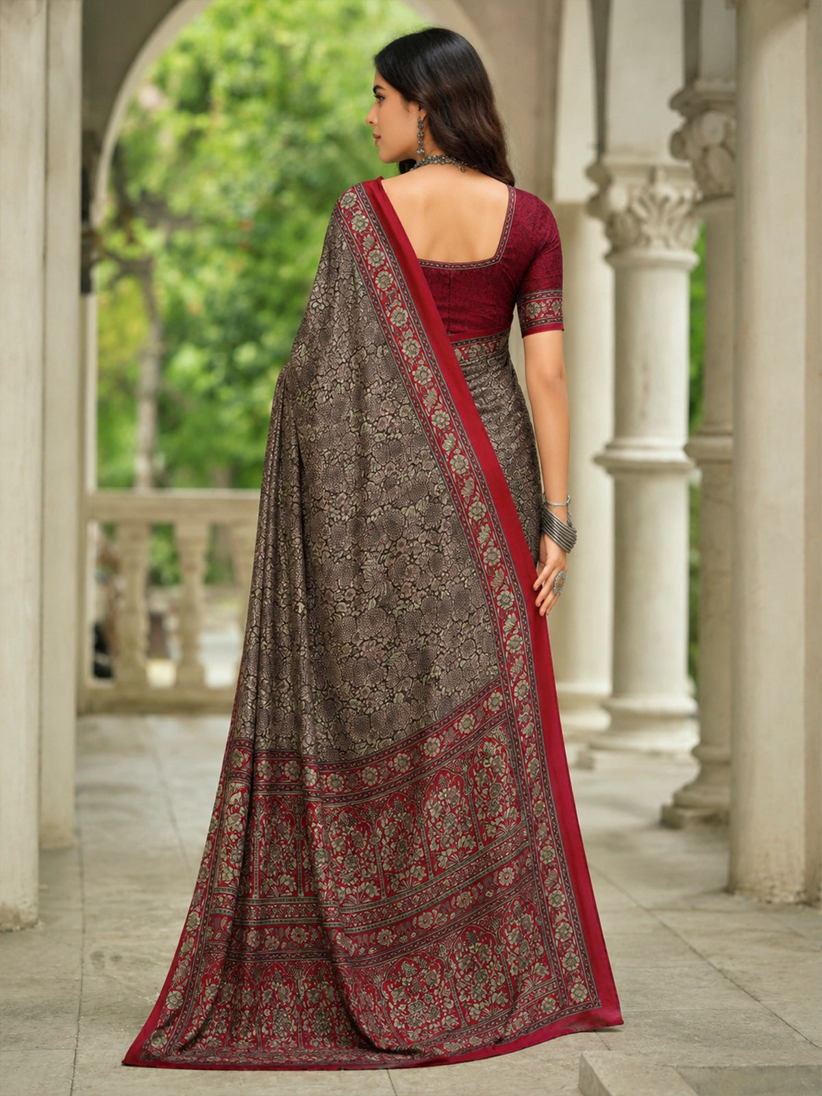 Rajkala - Black Printed Crepe Silk Saree