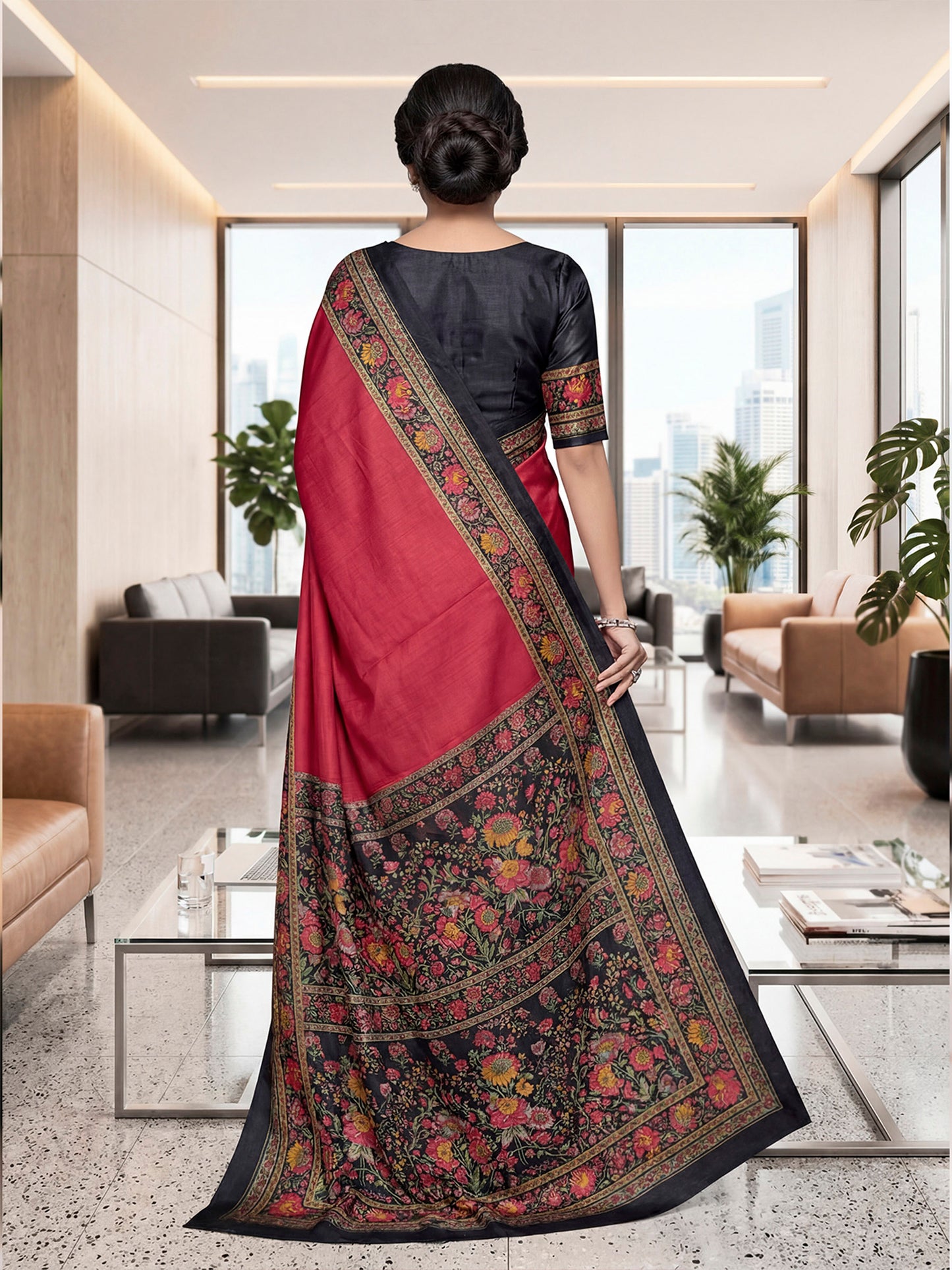 Chitrika - Red Printed Crepe Silk Saree