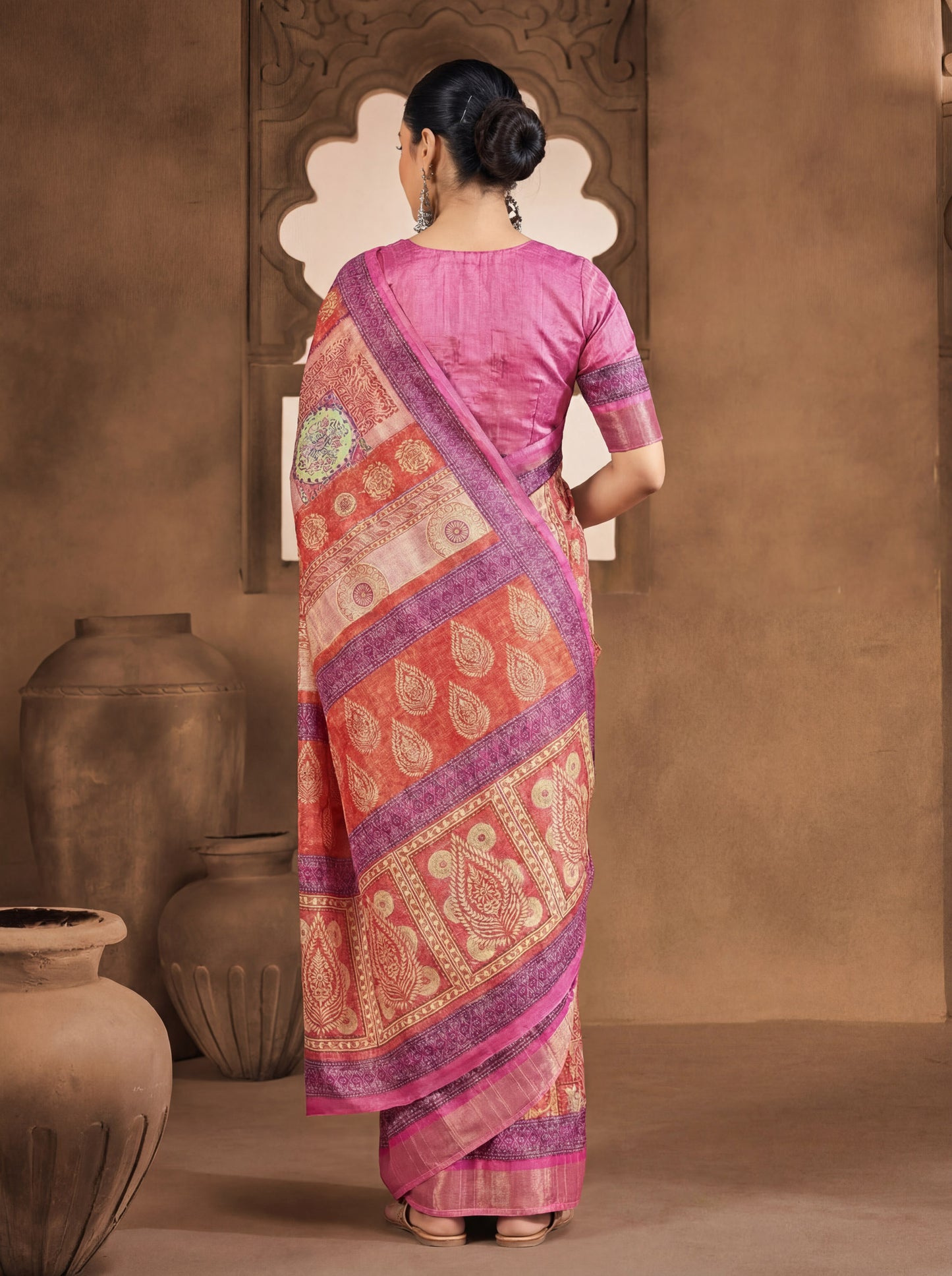 Devsena – Baby Pink Silk Digital Print Saree