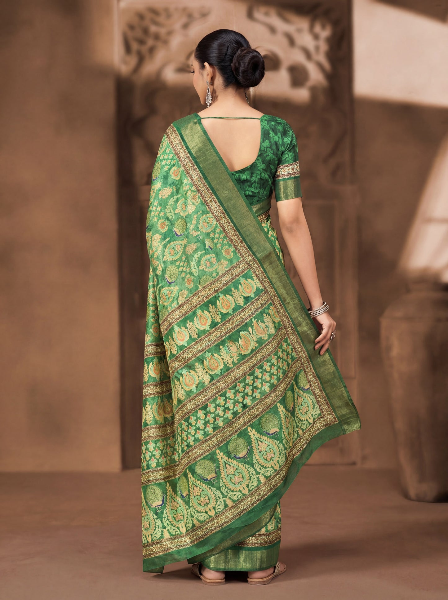 Devsena – Green Silk Digital Print Saree