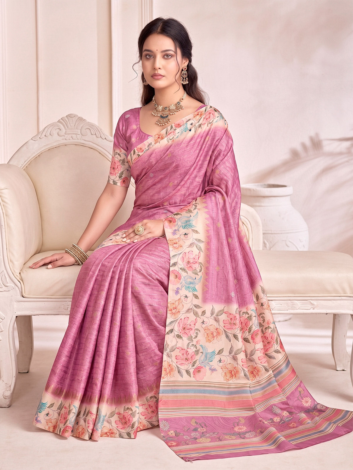 Rutvaa - Purple Digital Printed Silk Saree