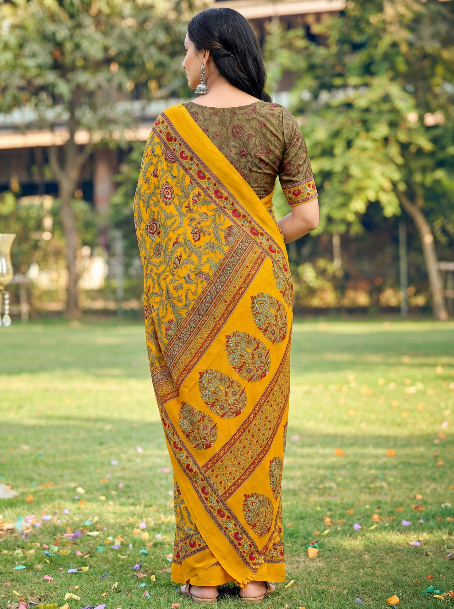 Rajkala - Yellow Printed Crepe Silk Saree