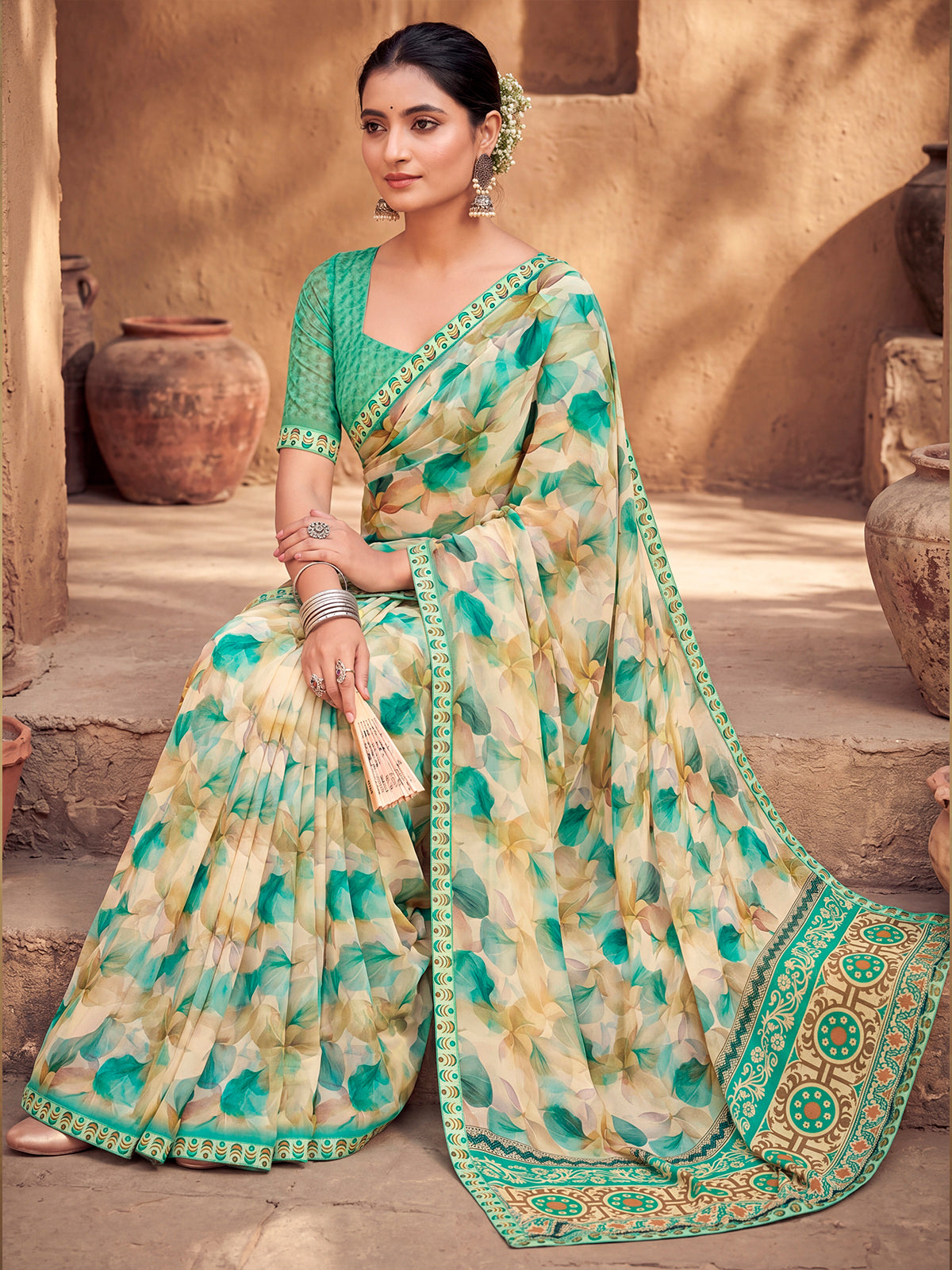 Sumedha - Multicolor Digital Printed Georgette Saree