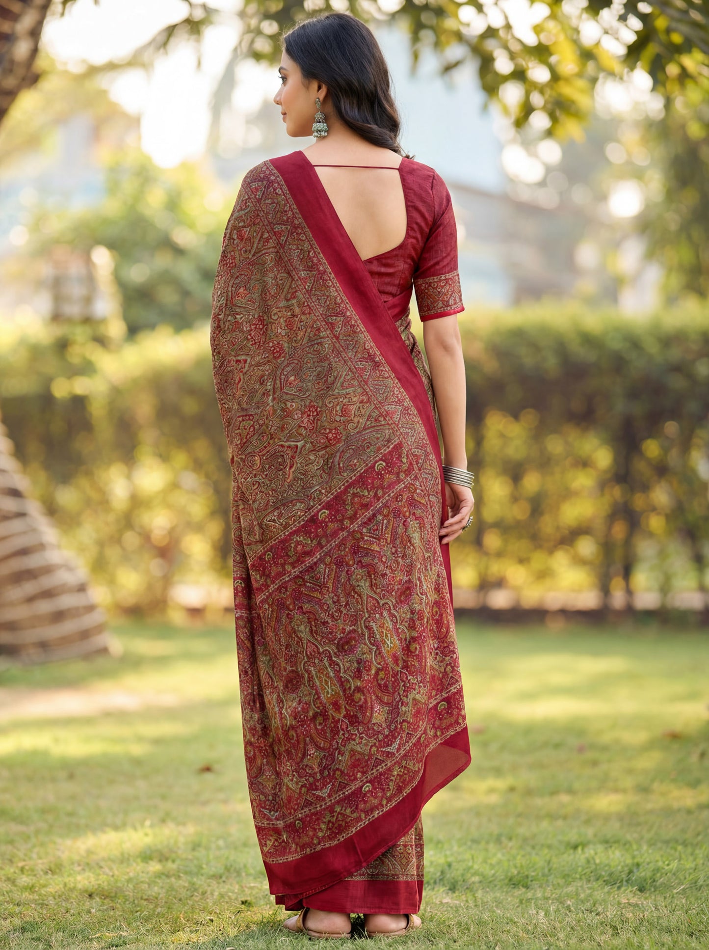 Rajkala - Red Printed Crepe Silk Saree