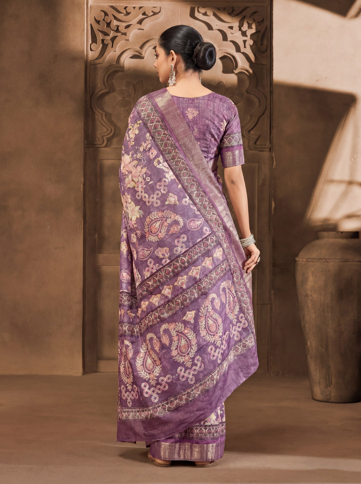 Devsena – Violet Silk Digital Print Saree