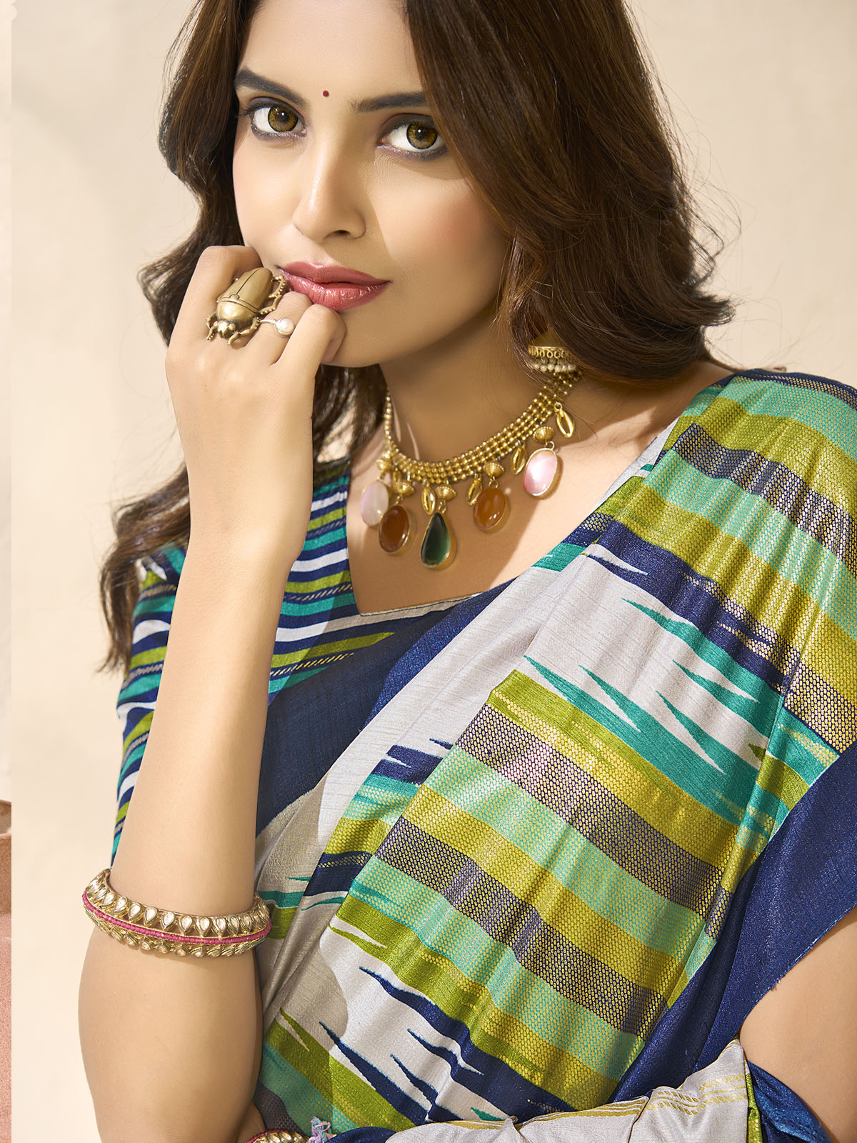 Sentosa - Off White Patola Silk Printed Saree with Figure Print